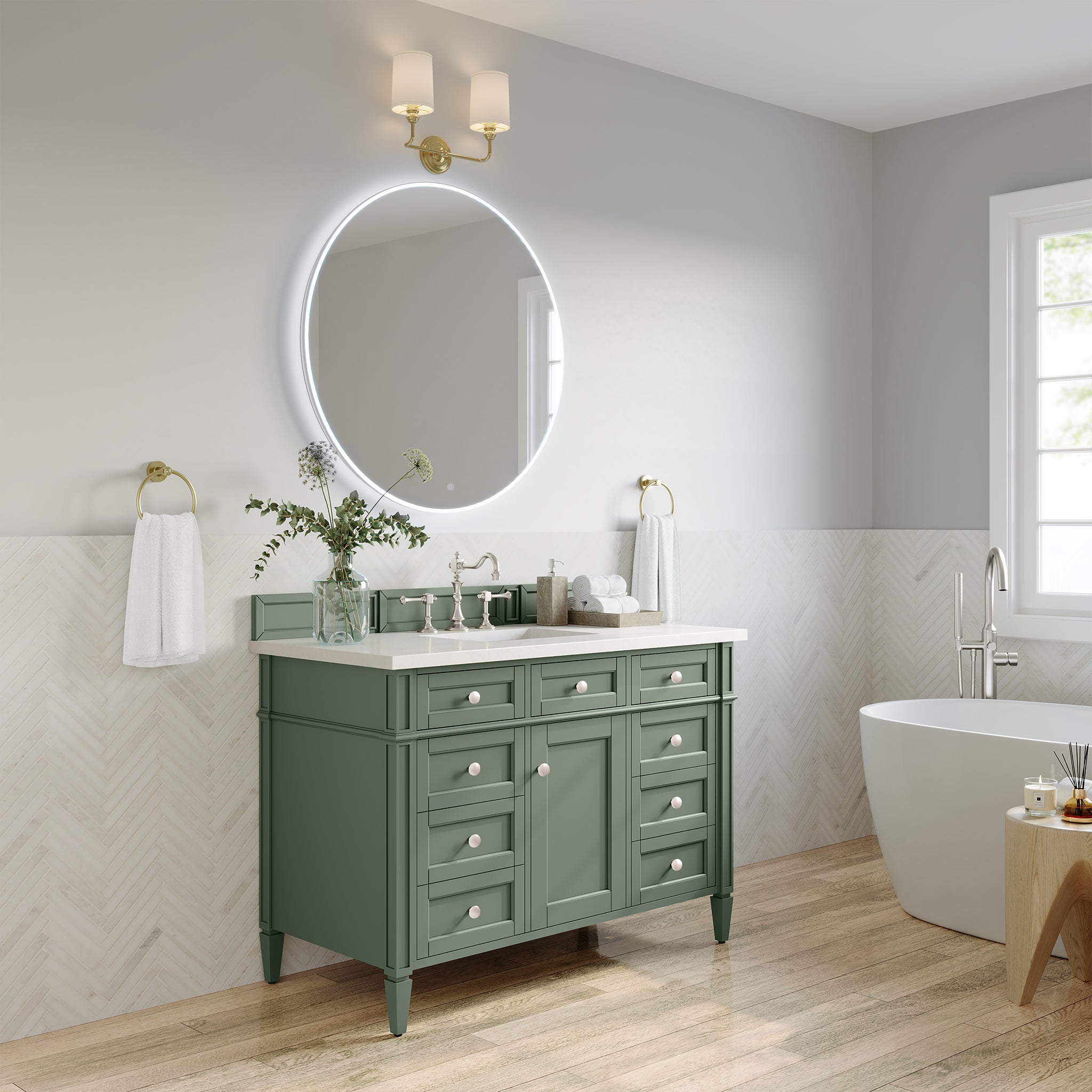 James Martin Brittany 48" Single Vanity in Smokey Celadon with 3cm Countertop