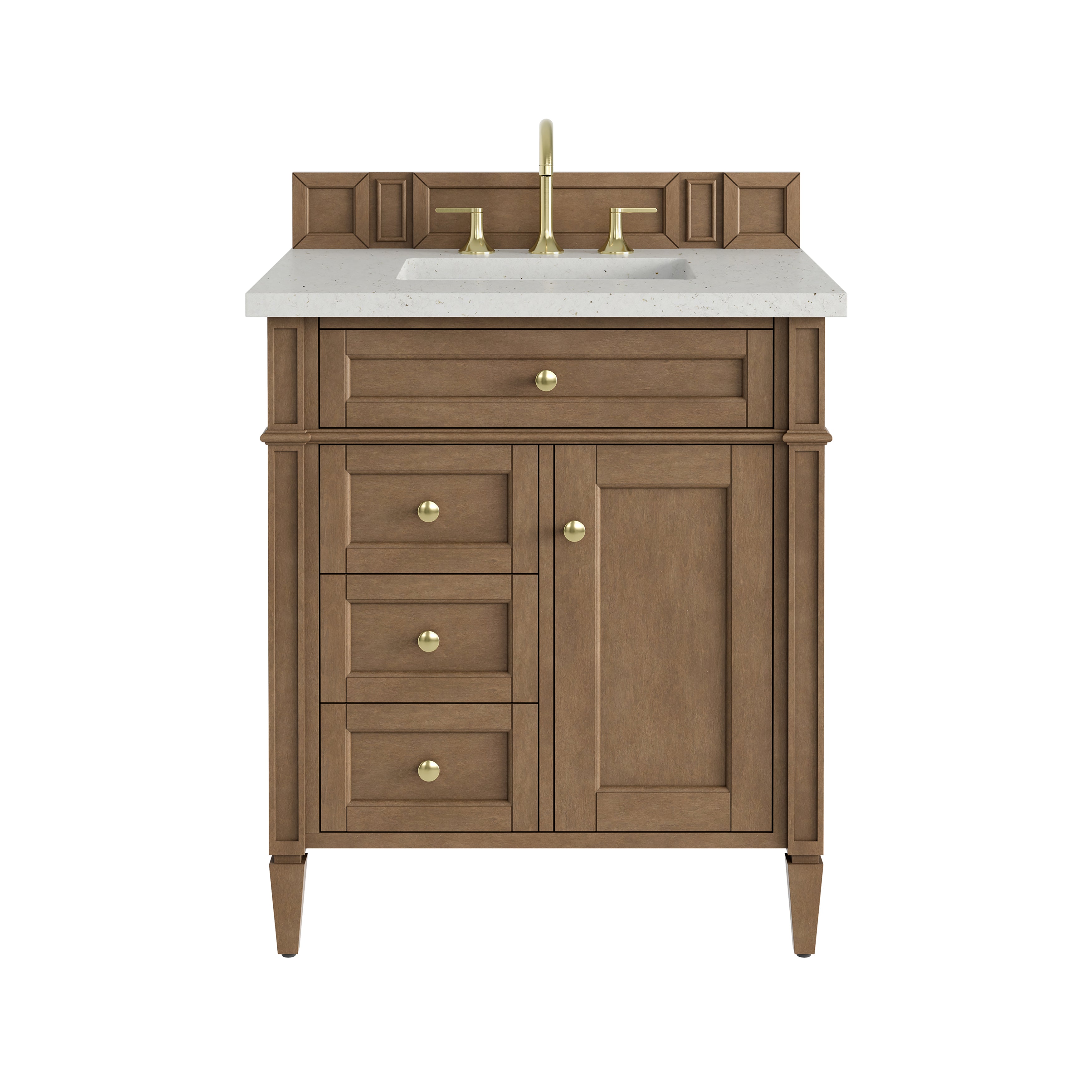 James Martin Brittany 30" Single Vanity in Pecan with 3cm Countertop