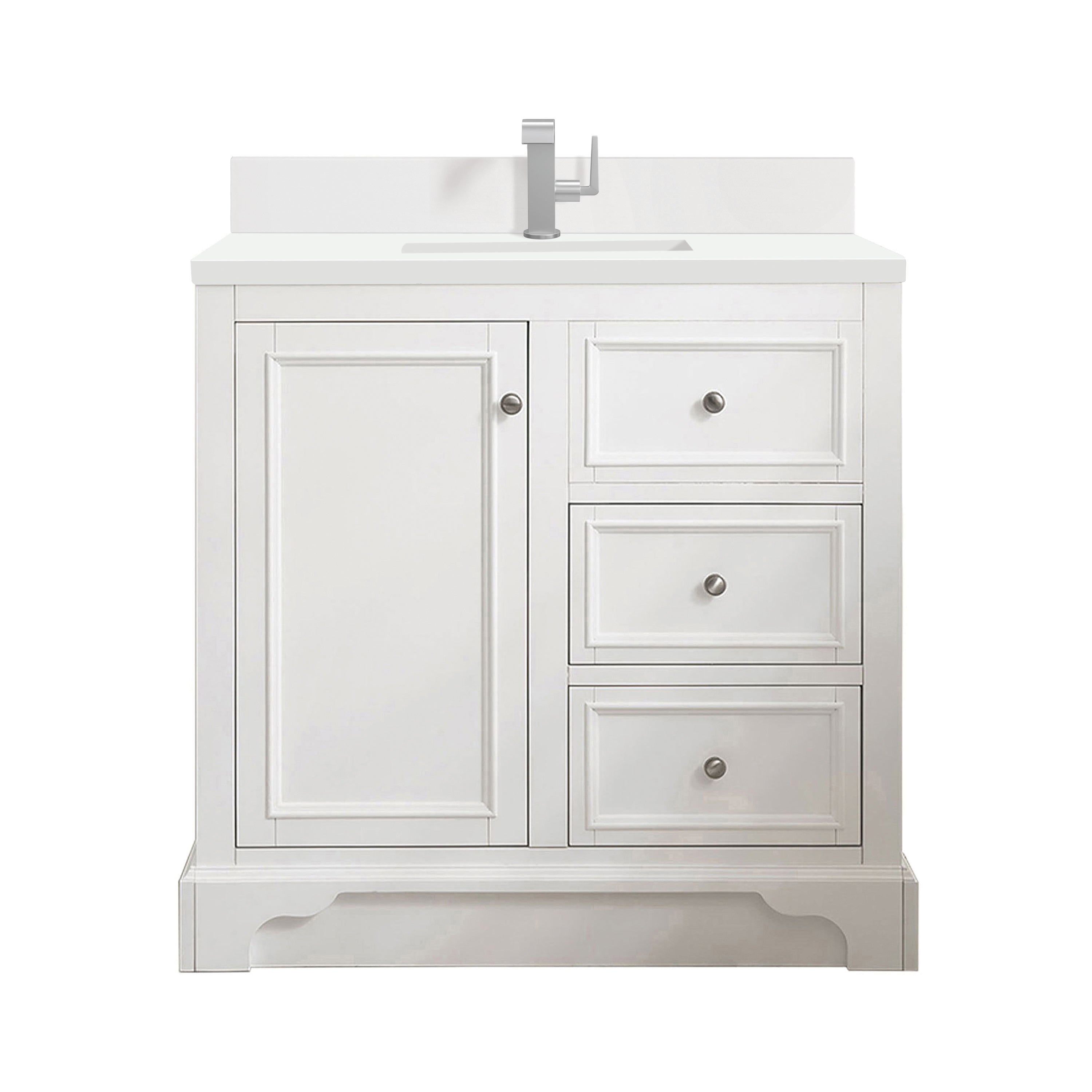 James Martin De Soto 36" Single Vanity in Bright White with 3cm Countertop