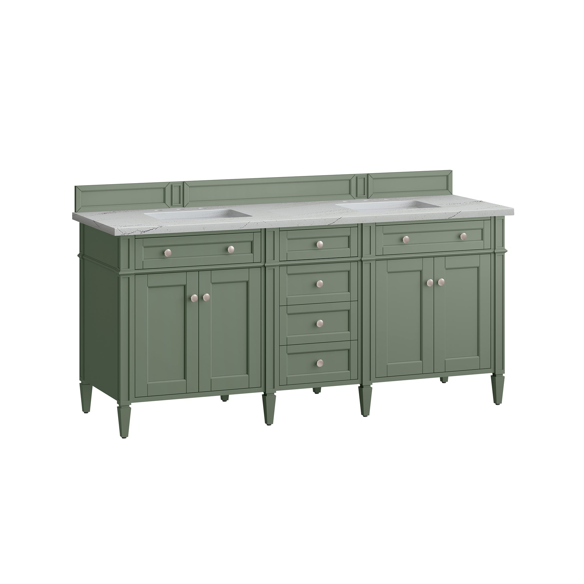 James Martin Brittany 72" Double Vanity in Smokey Celadon with 3cm Countertop