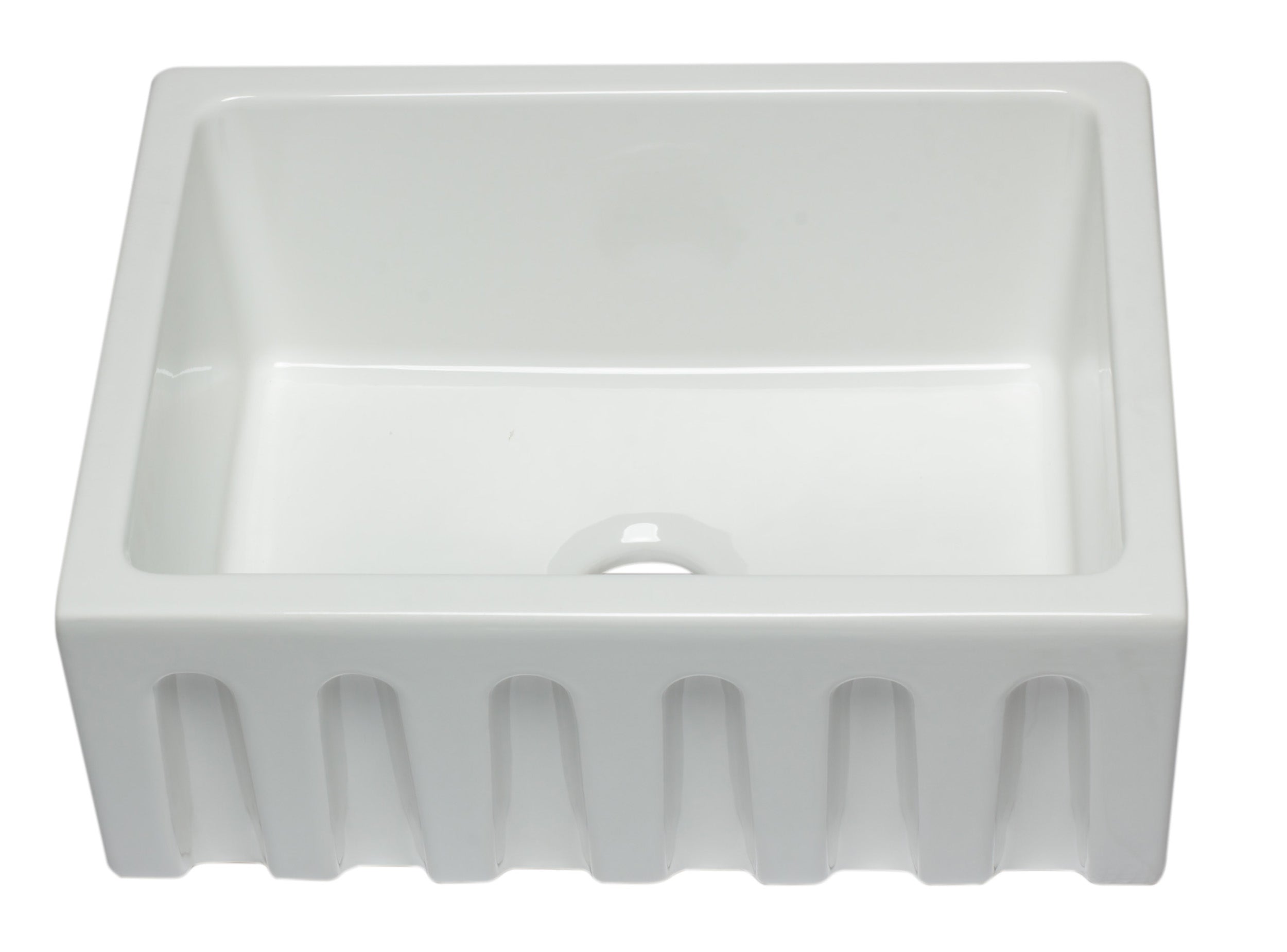 ALFI brand AB2418HS 24" Reversible Smooth / Fluted Single Bowl Fireclay Farm Sink – Biscuit, Black Gloss, Black Matte, White