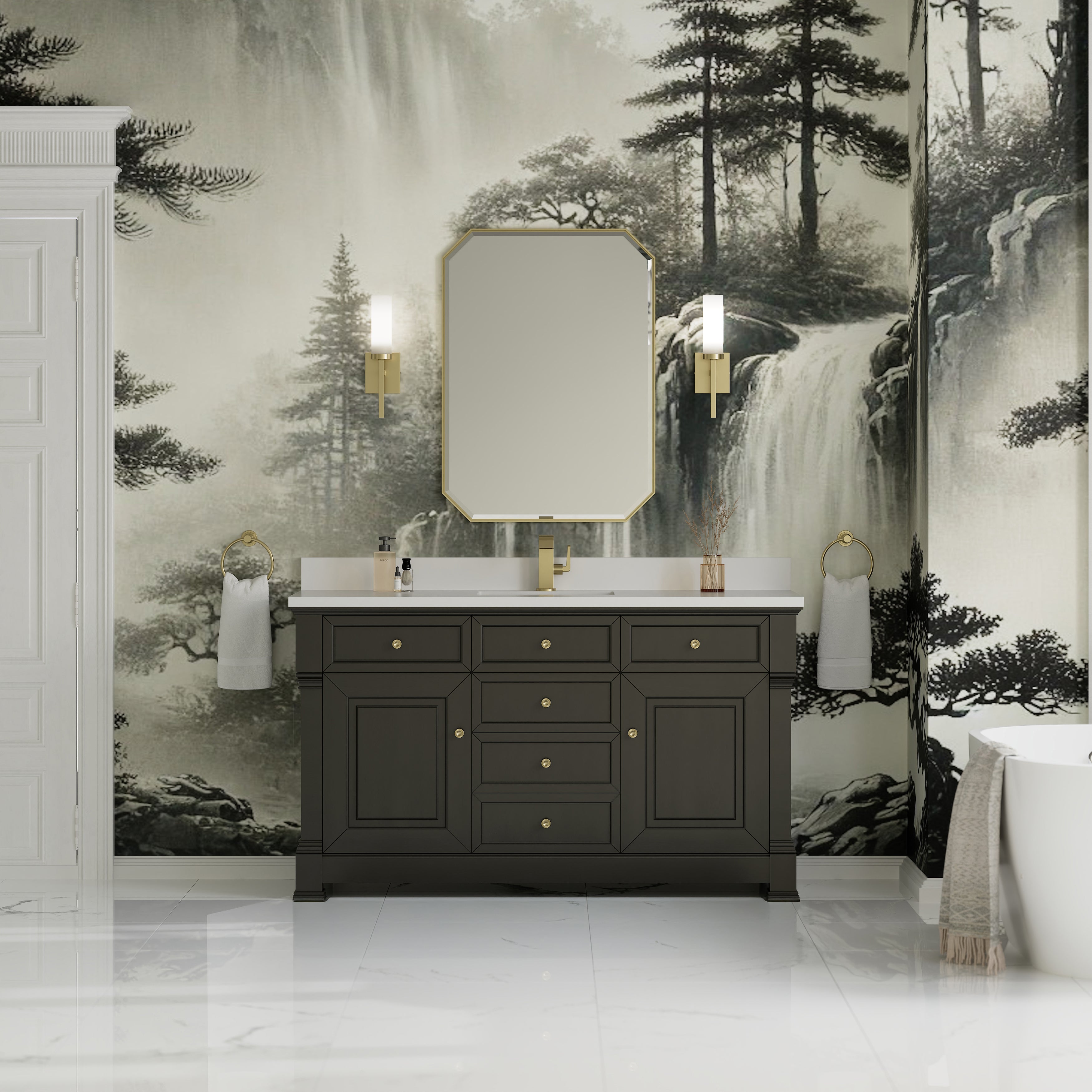 James Martin Brookfield 60" Single Vanity in Black Onyx with 3cm Countertop