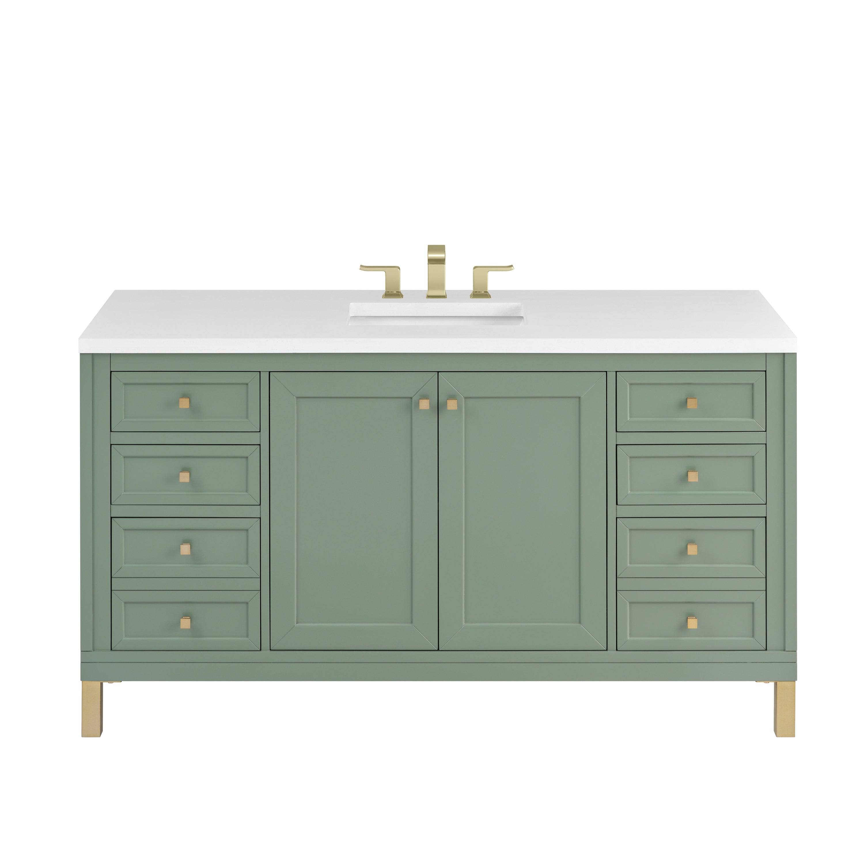 James Martin Chicago 60" Single Vanity in Smokey Celadon with 3cm Countertop