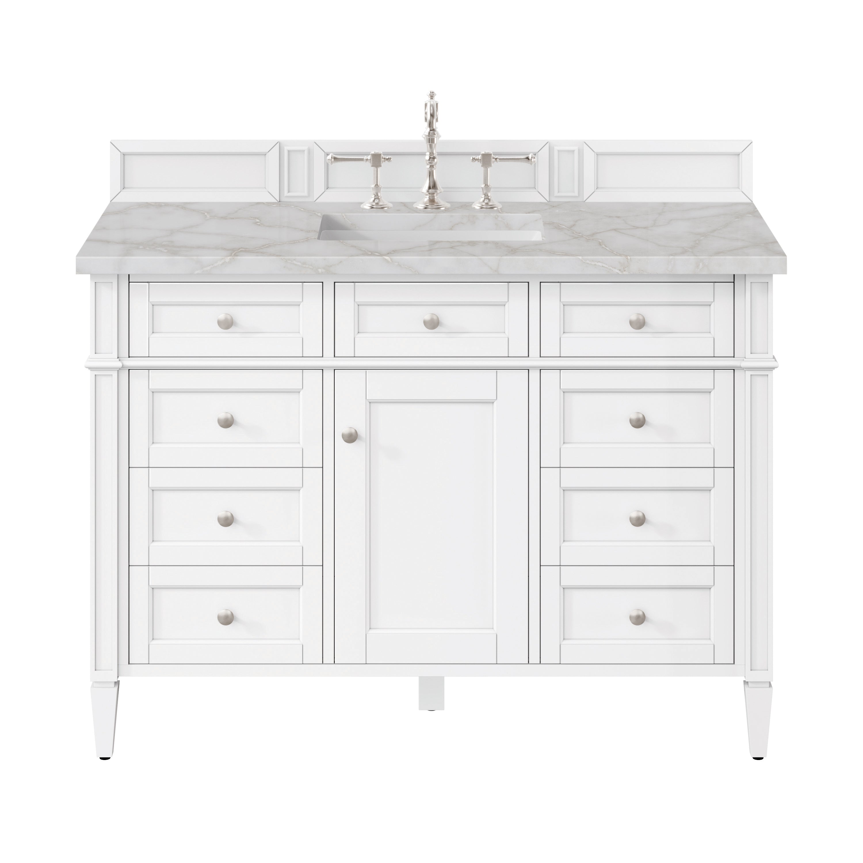 James Martin Brittany 48" Single Vanity in Bright White with 3cm Countertop