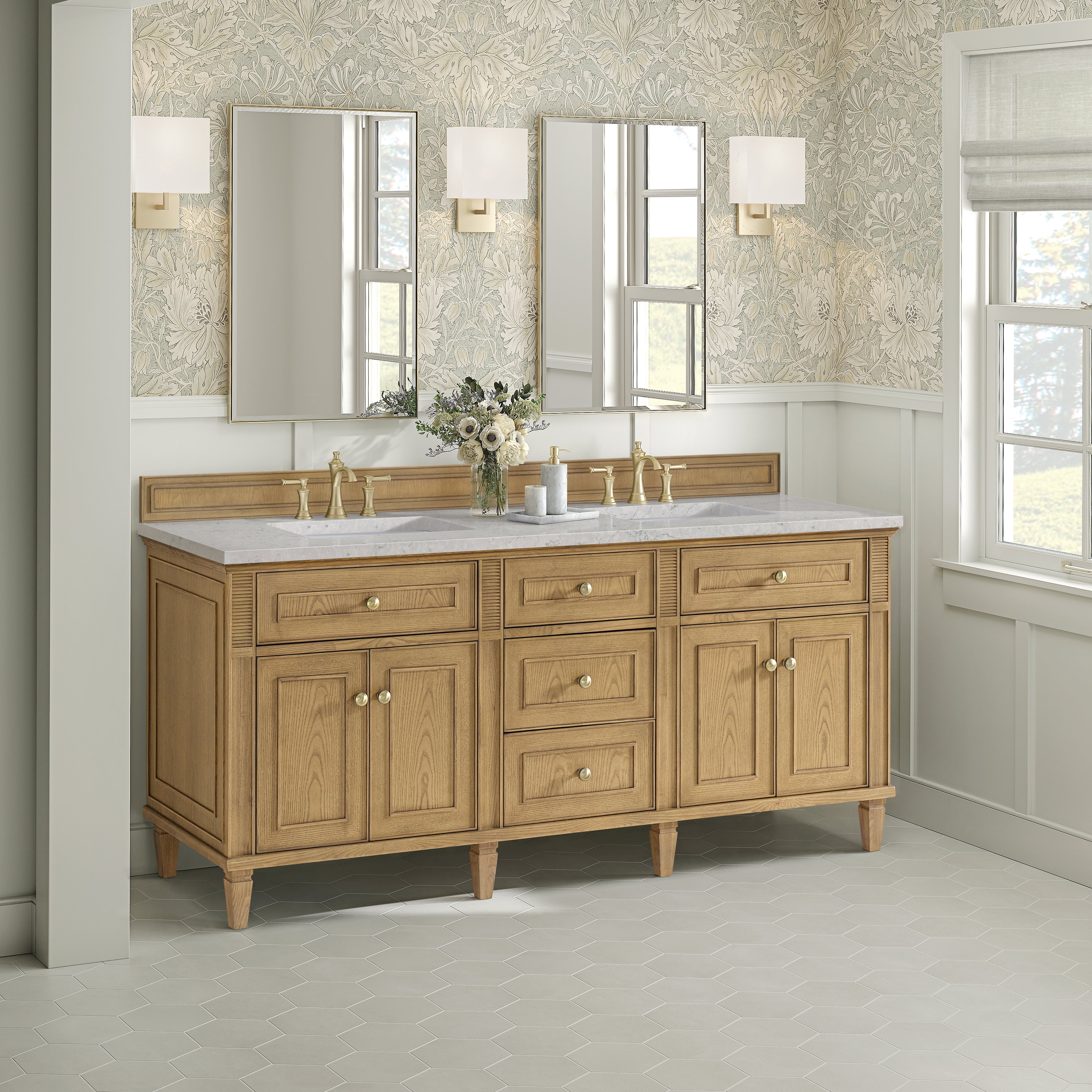 James Martin Lorelai 72" Double Vanity in Light Natural Oak with 3cm Countertop