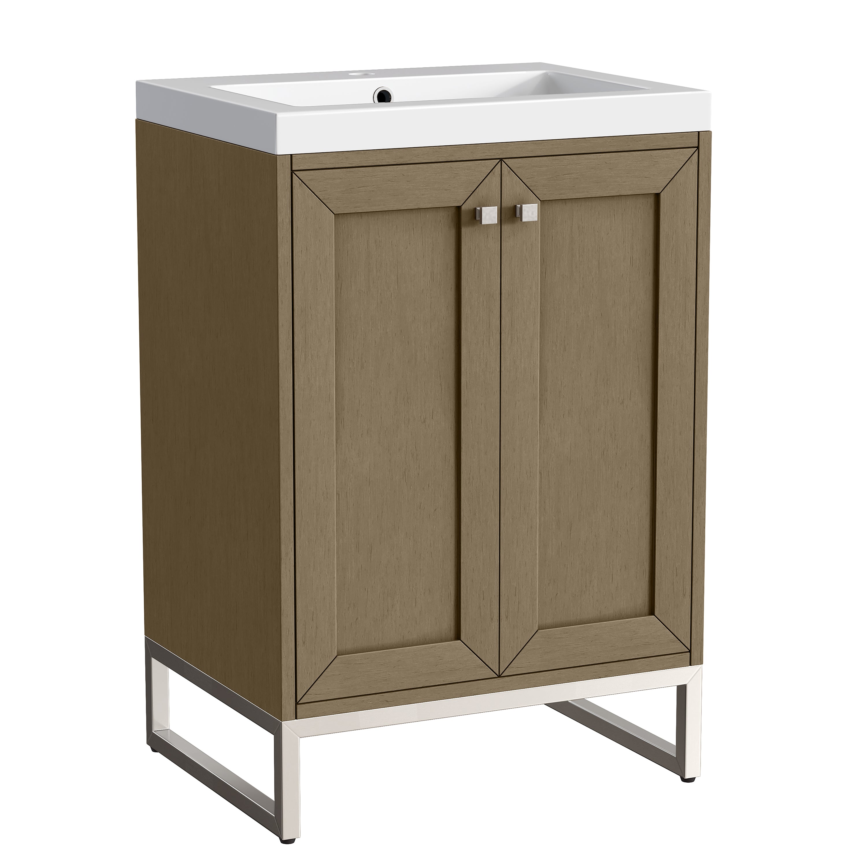 James Martin Chianti 24" Single Vanity in Glossy White with White Glossy Composite Stone Top