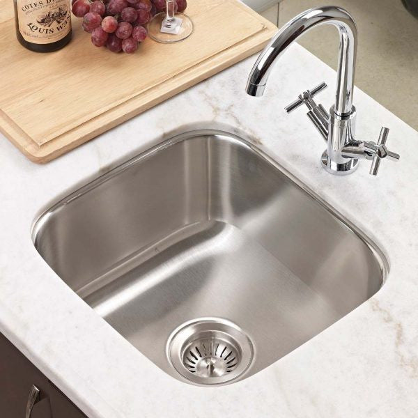 Houzer Club 17 inch Stainless Steel Undermount Bowl Bar and Prep Sink - MS-1708