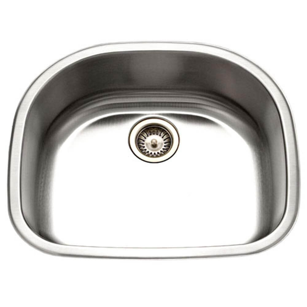 Houzer Medallion Designer 24" Stainless Steel Undermount Single D Bowl Kitchen Sink with Strainer