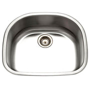 Houzer Medallion Designer 24" Stainless Steel Undermount Single D Bowl Kitchen Sink with Strainer