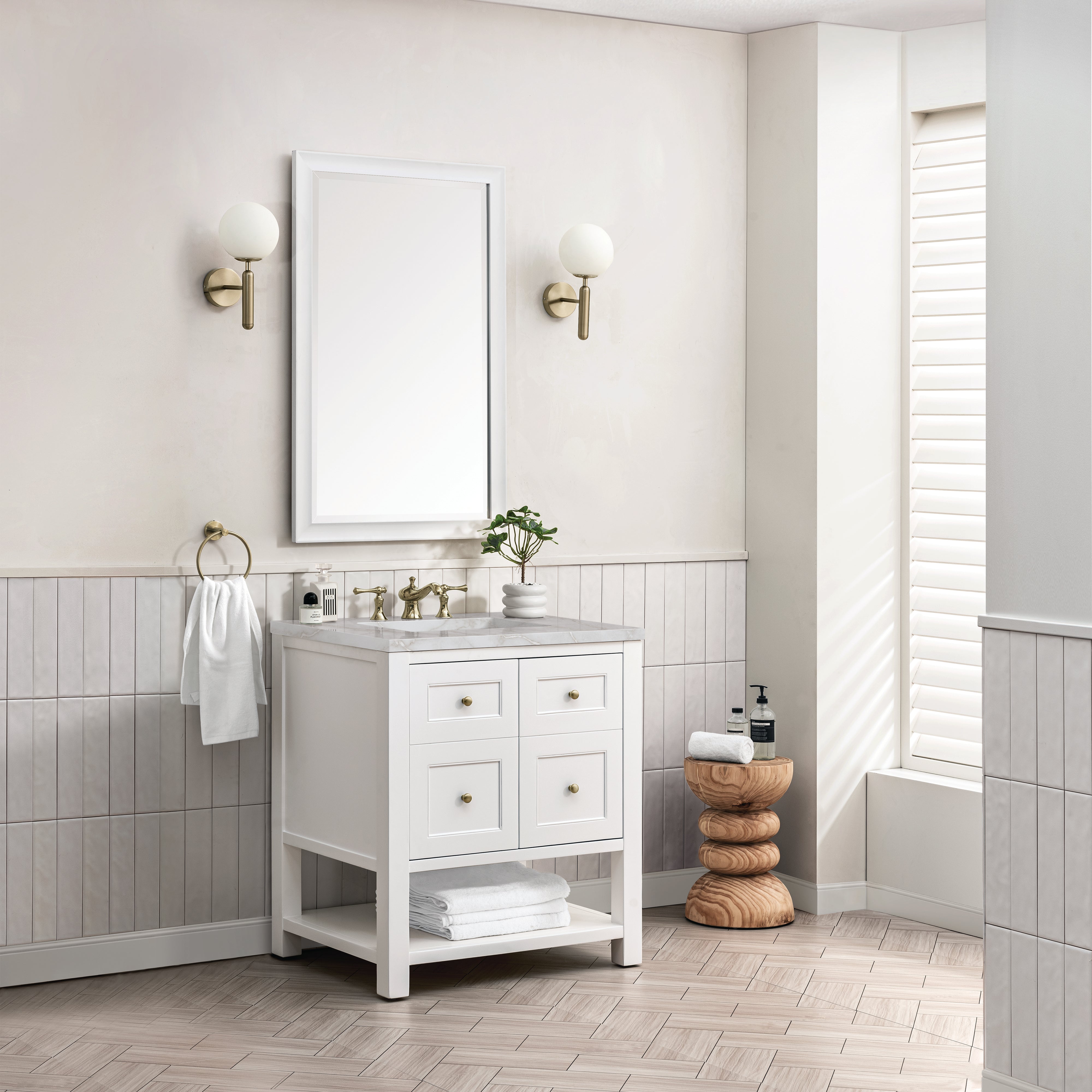 James Martin Breckenridge 30" Single Vanity in Bright White with 3cm Countertop