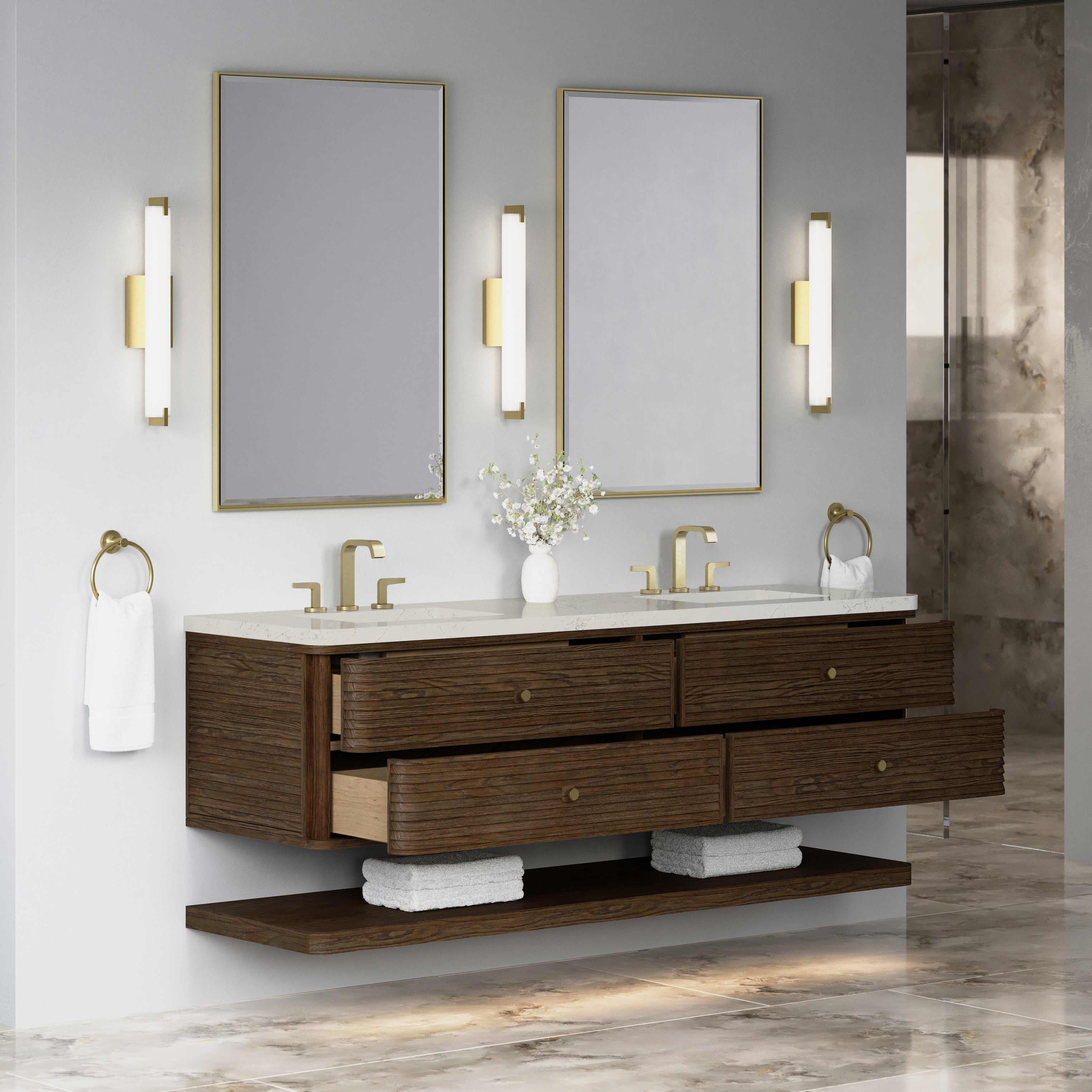James Martin Allamari 72" Double Vanity in Sable with 3cm Countertop