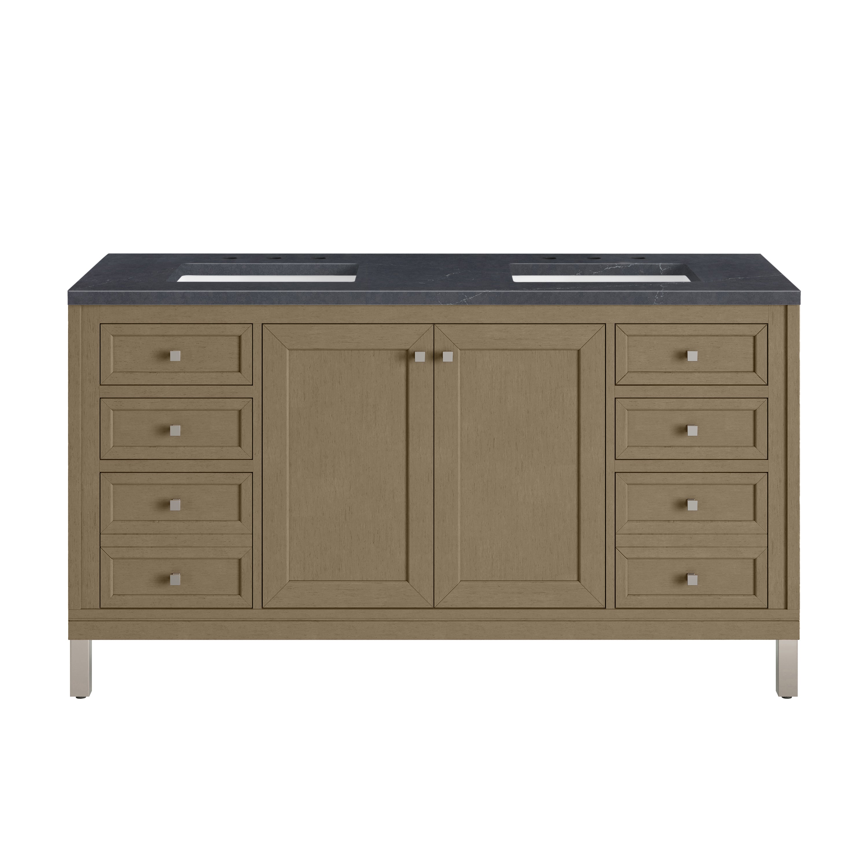 James Martin Chicago 60" Double Vanity in Walnut Whisper with 3cm Countertop
