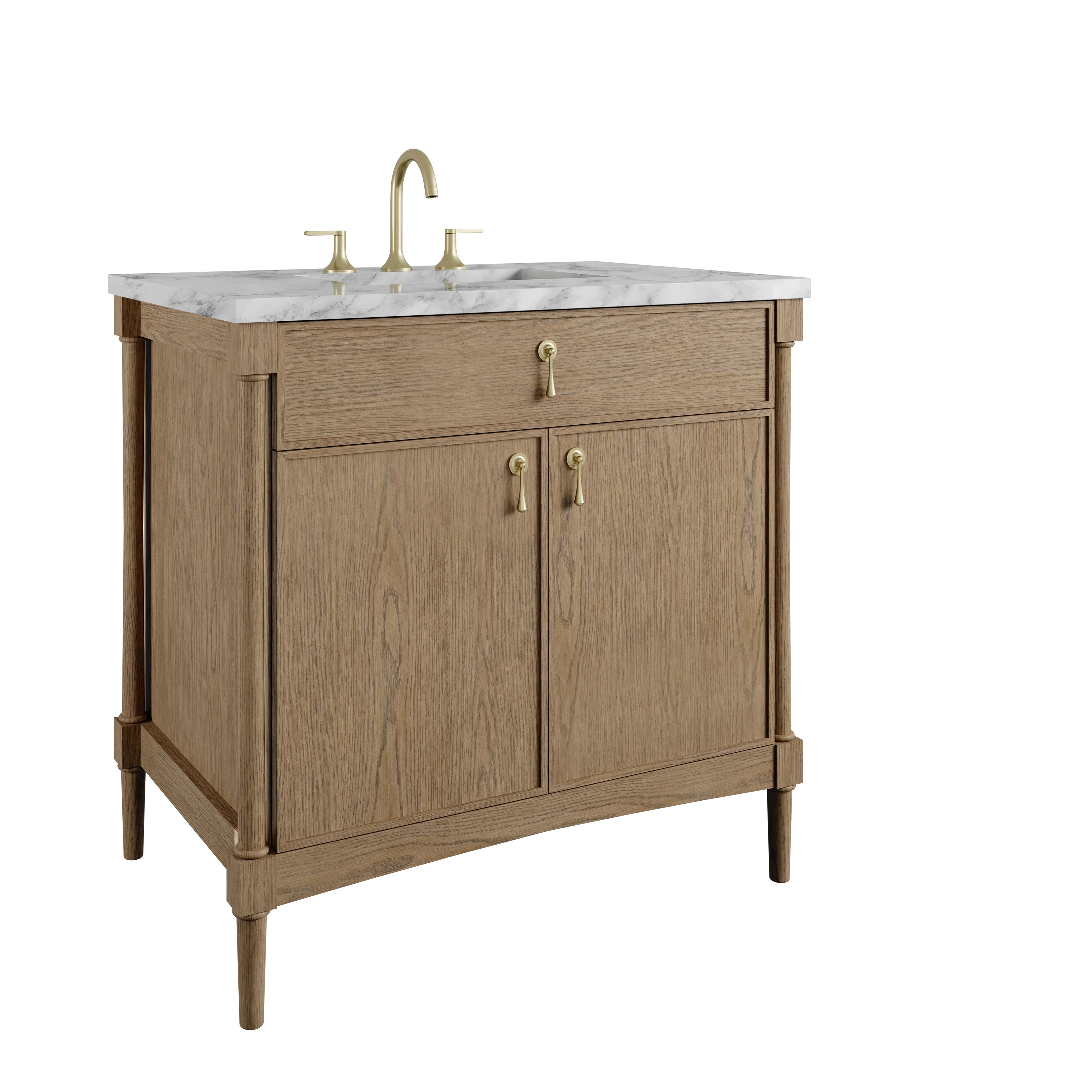 James Martin Kinnsden 36" Single Vanity in Weathered Oak with 3cm Countertop
