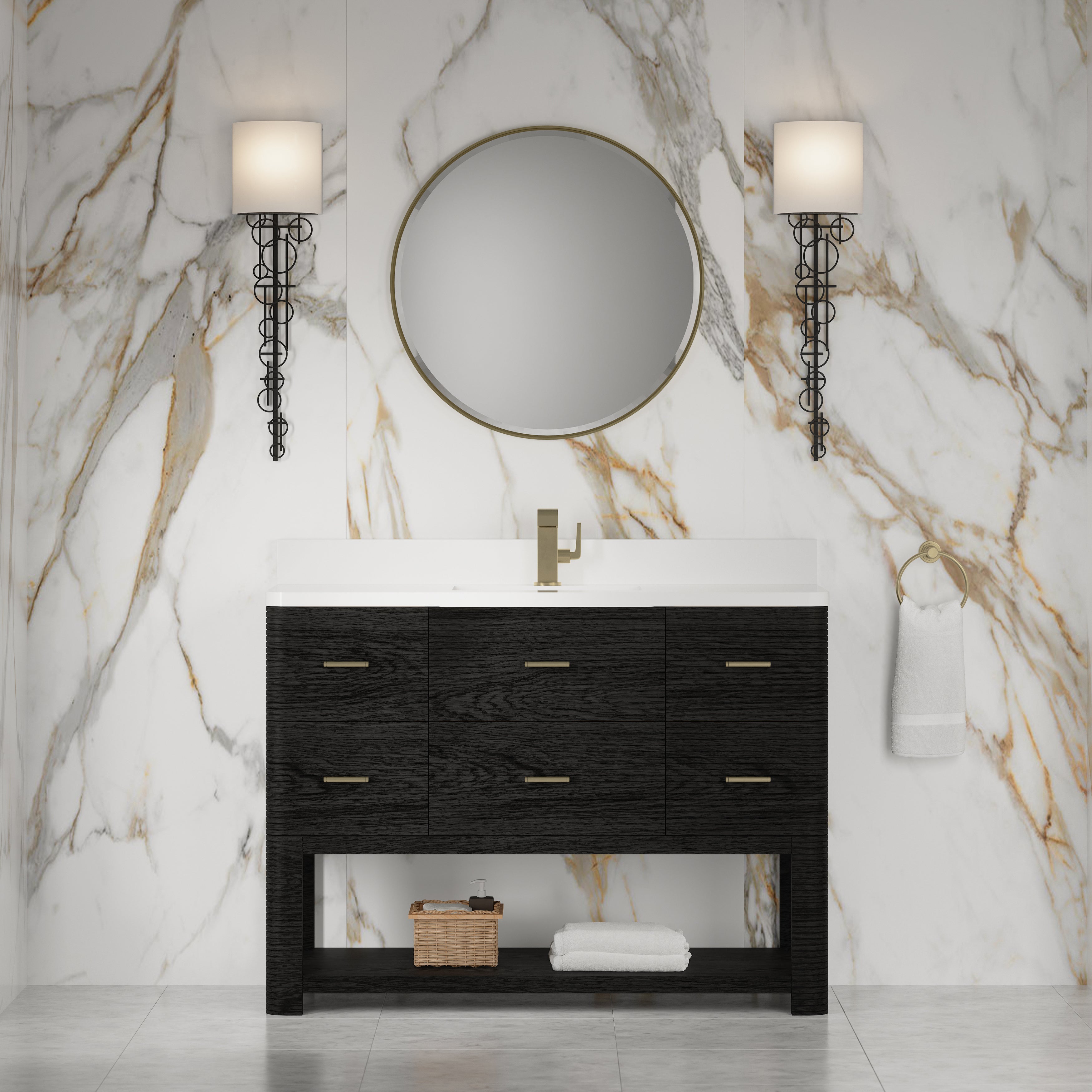 James Martin Lucian 48" Single Vanity in Carbon Oak with 3cm Countertop