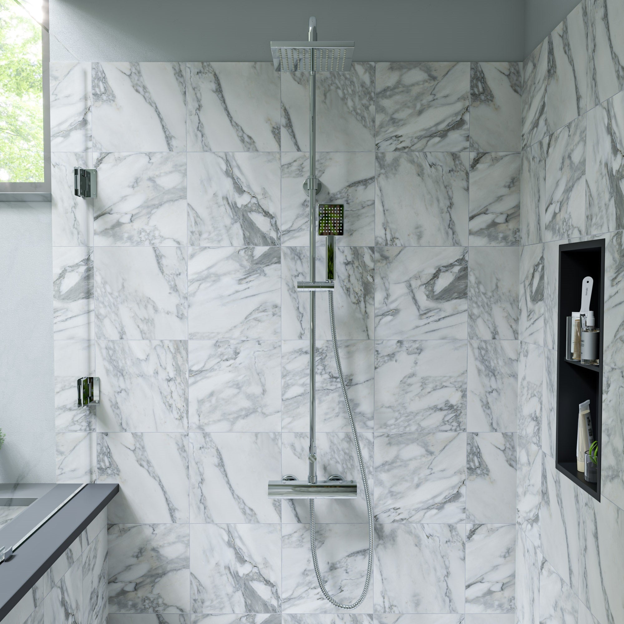 ALFI brand AB2862 Square Style Thermostatic Exposed Shower Set
