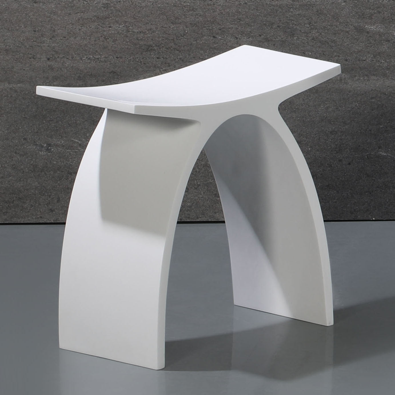 ALFI brand  ABST77 Arched White Matte Solid Surface Resin Bathroom / Shower Stool