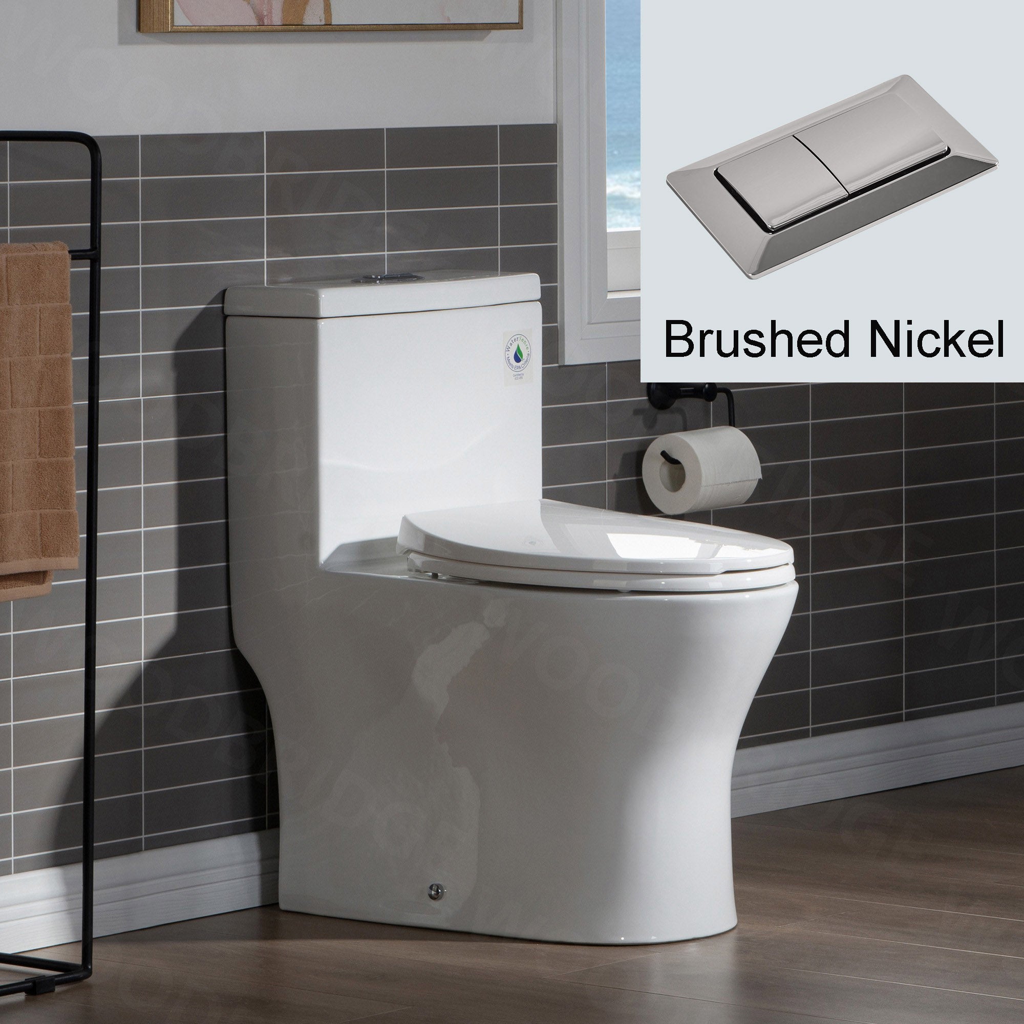 WOODBRIDGE Modern One Piece Dual Flush 1.28 GP Toilet,with Soft Closing Seat