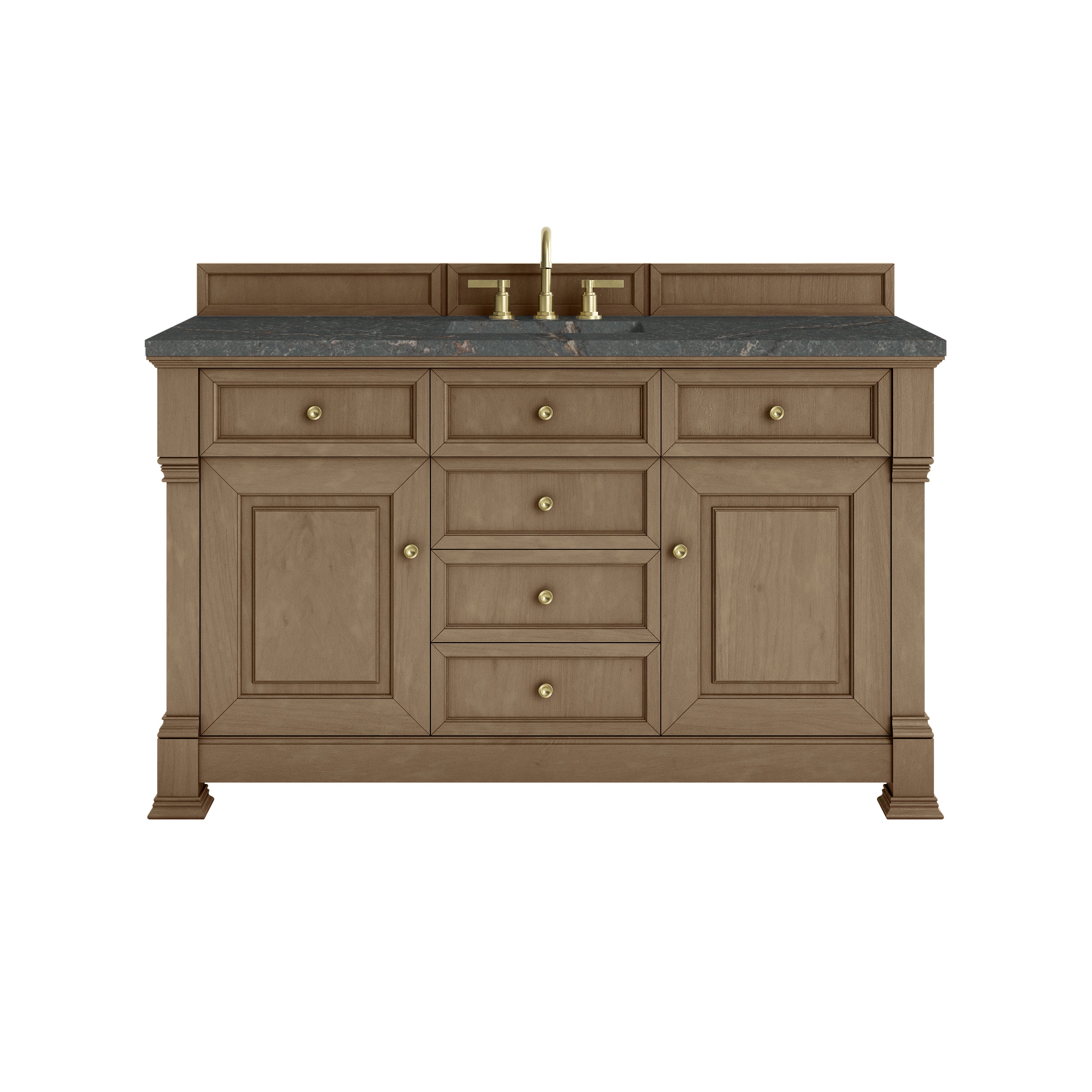 James Martin Brookfield 60" Single Vanity in Pecan with 3cm Countertop and FreePower Wireless Charger