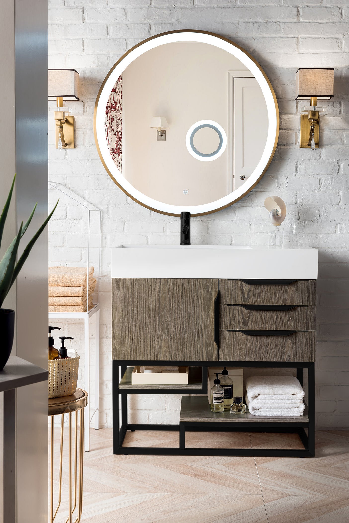 James Martin Columbia 36" Freestanding Single Vanity with Mineral Composite Stone Countertop
