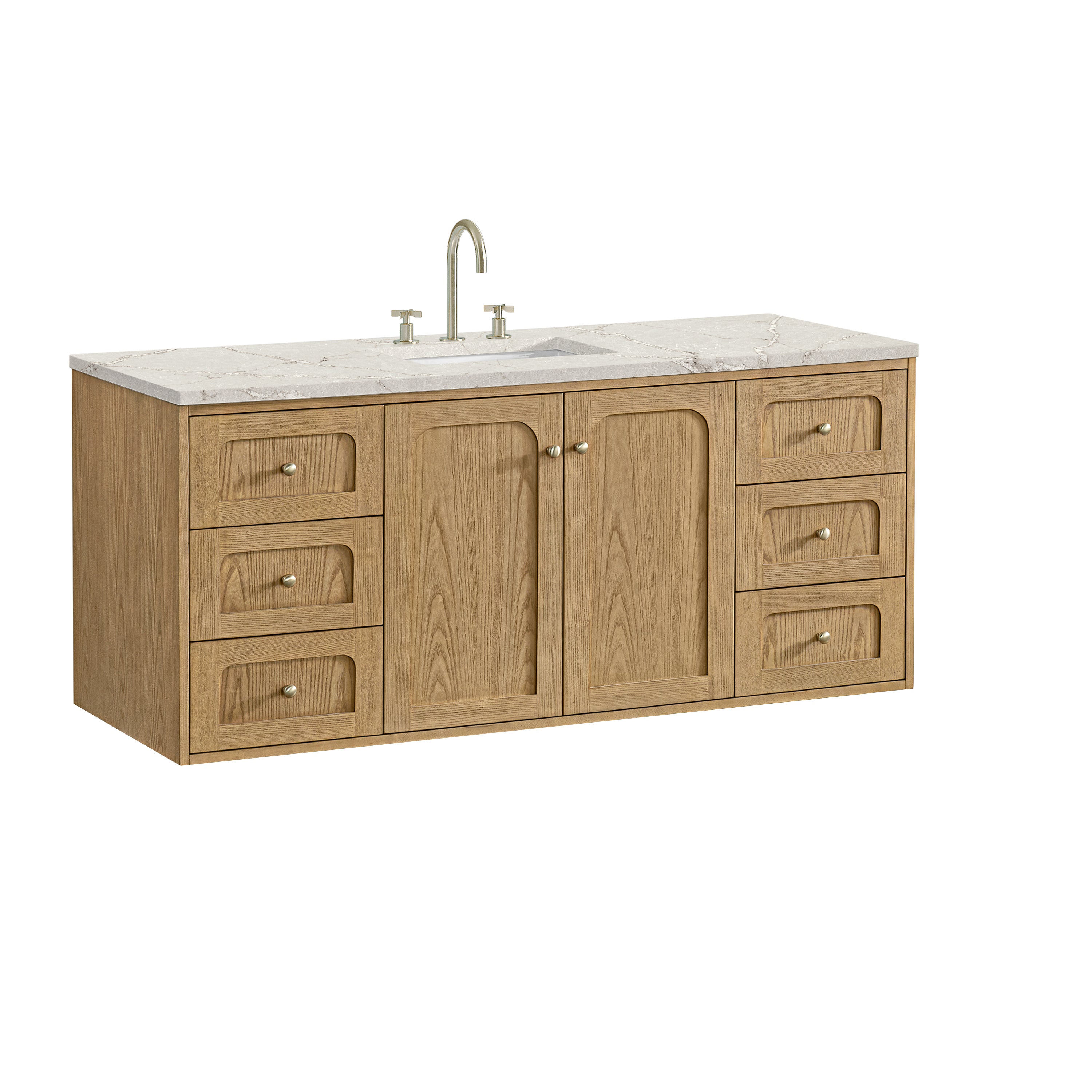 James Martin Laurent 60" Single Vanity in Light Natural Oak with 3cm Countertop