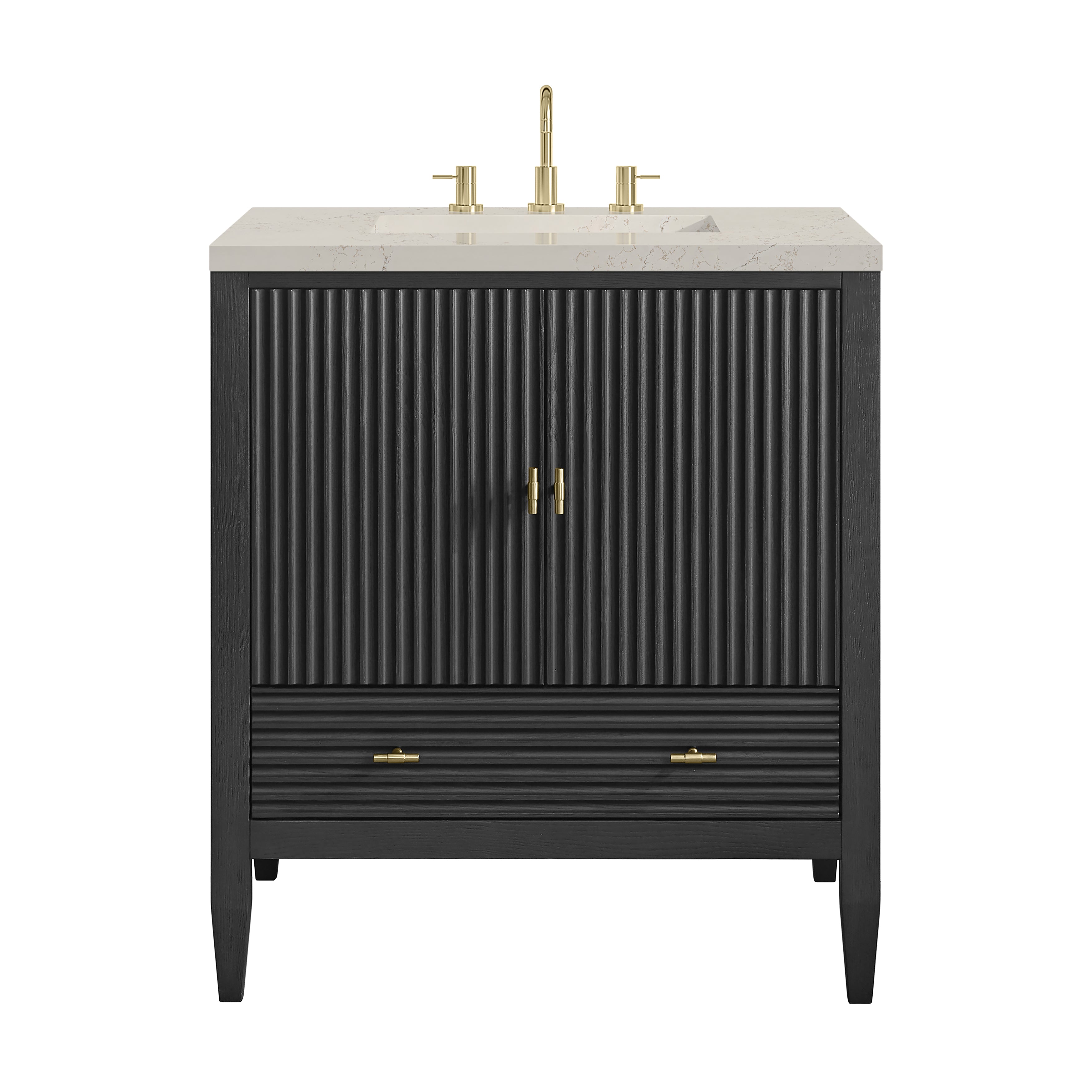 James Martin Myrrin 30" Single Vanity in Carbon Oak with 3cm Countertop