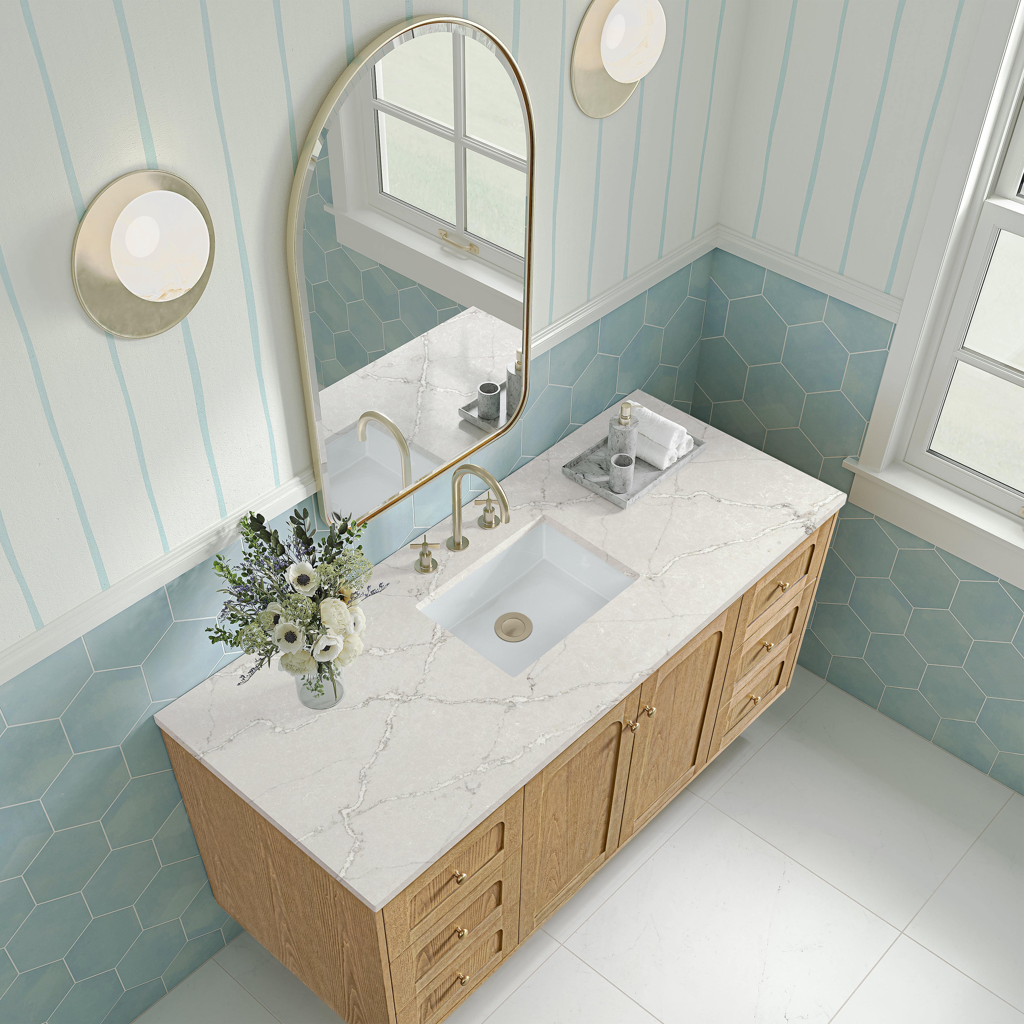 James Martin Laurent 60" Single Vanity in Light Natural Oak with 3cm Countertop