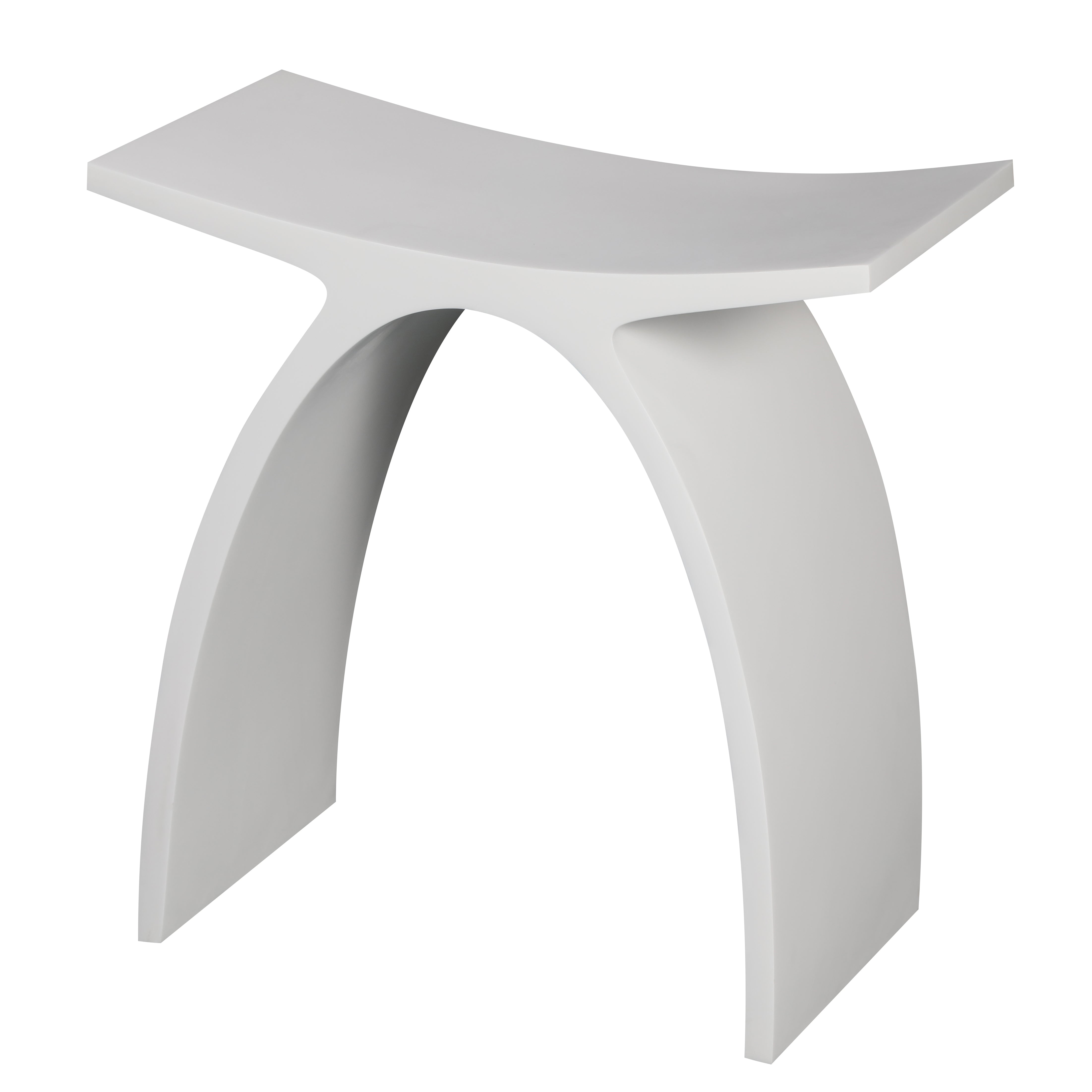 ALFI brand  ABST77 Arched White Matte Solid Surface Resin Bathroom / Shower Stool