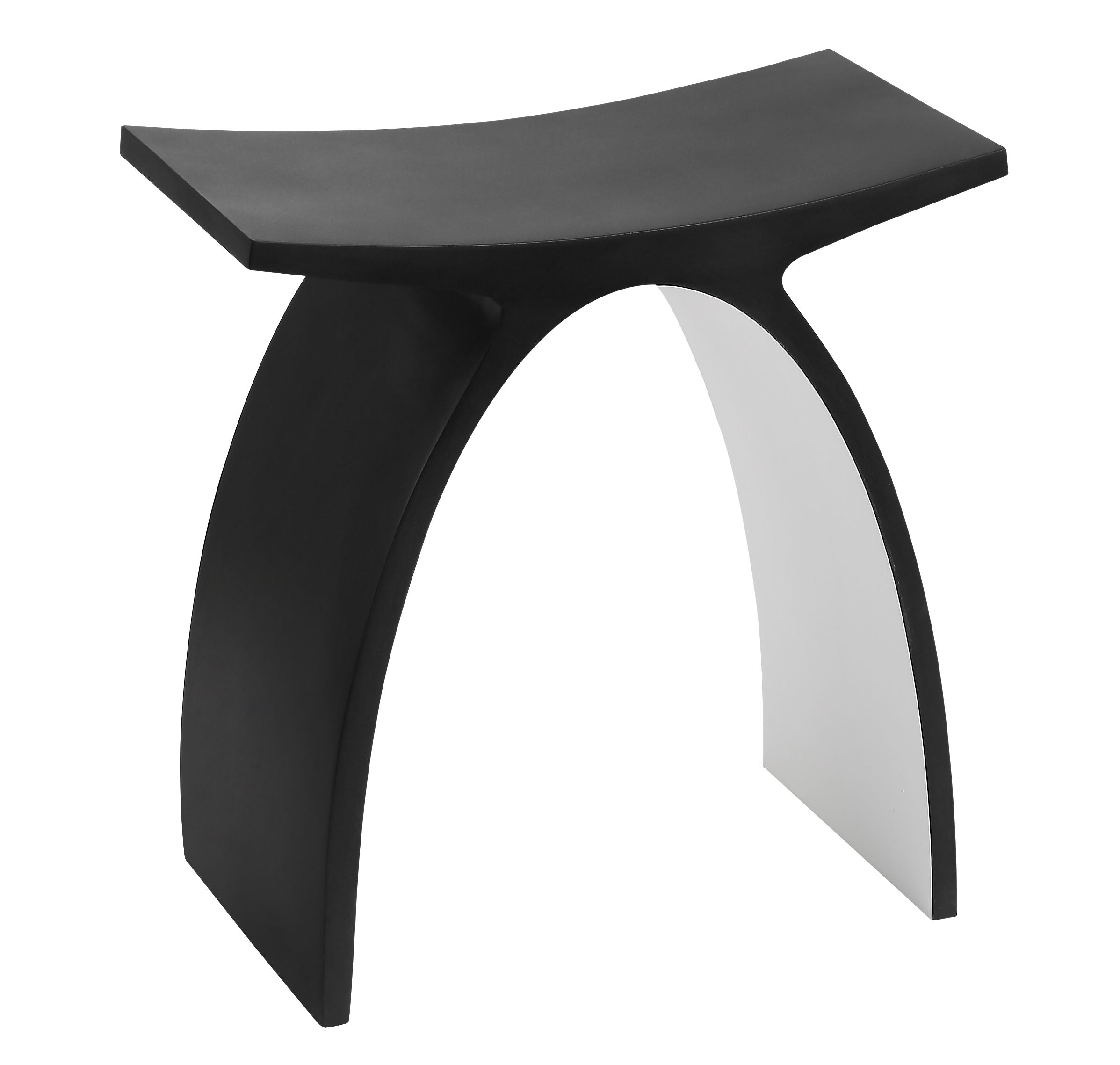 ALFI brand  ABST77BM Black Matte Arched Solid Surface Resin Bathroom / Shower Stool