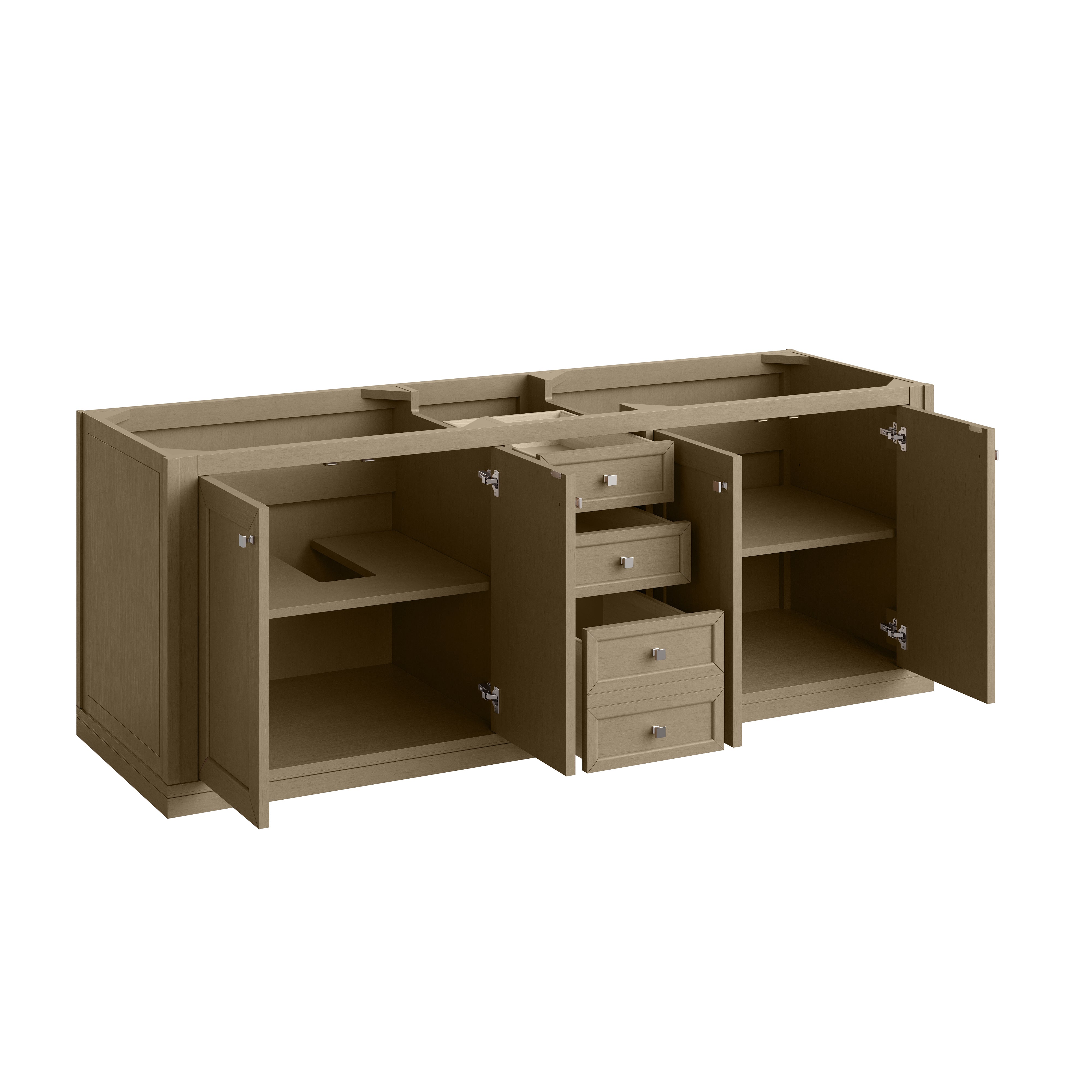 James Martin Chicago 72" Double Vanity in Walnut Whisper with 3cm Countertop and FreePower Wireless Charger