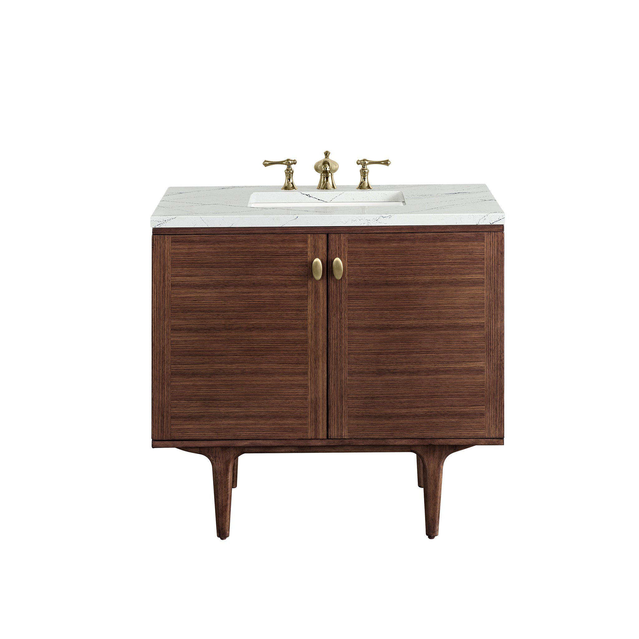 James Martin Amberly 36" Single Vanity in Mid-Century Walnut with 3cm Countertop