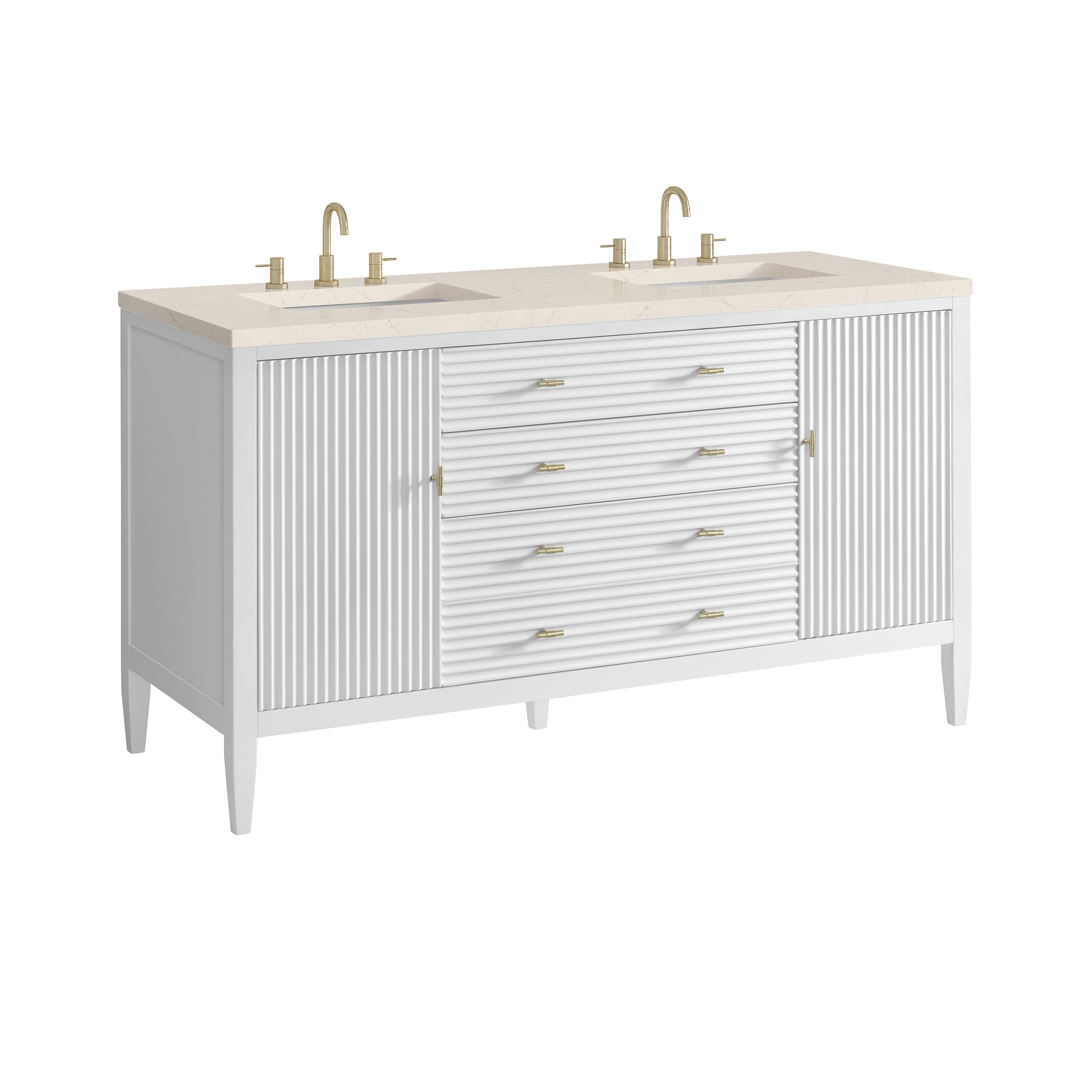 James Martin Myrrin 60" Double Vanity in Bright White with 3cm Countertop