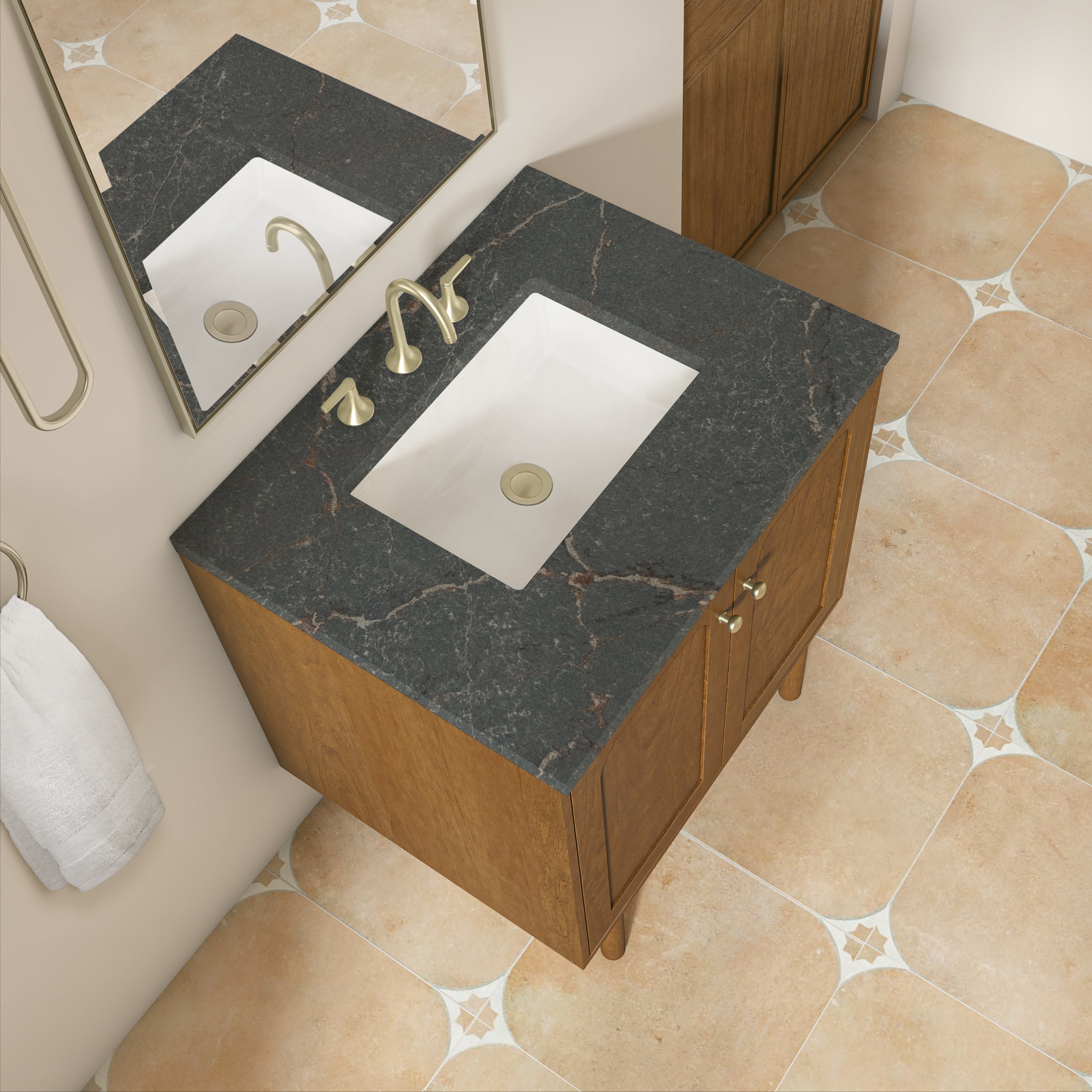 James Martin Laurent 30" Single Vanity in Honey Oak with 3cm Countertop