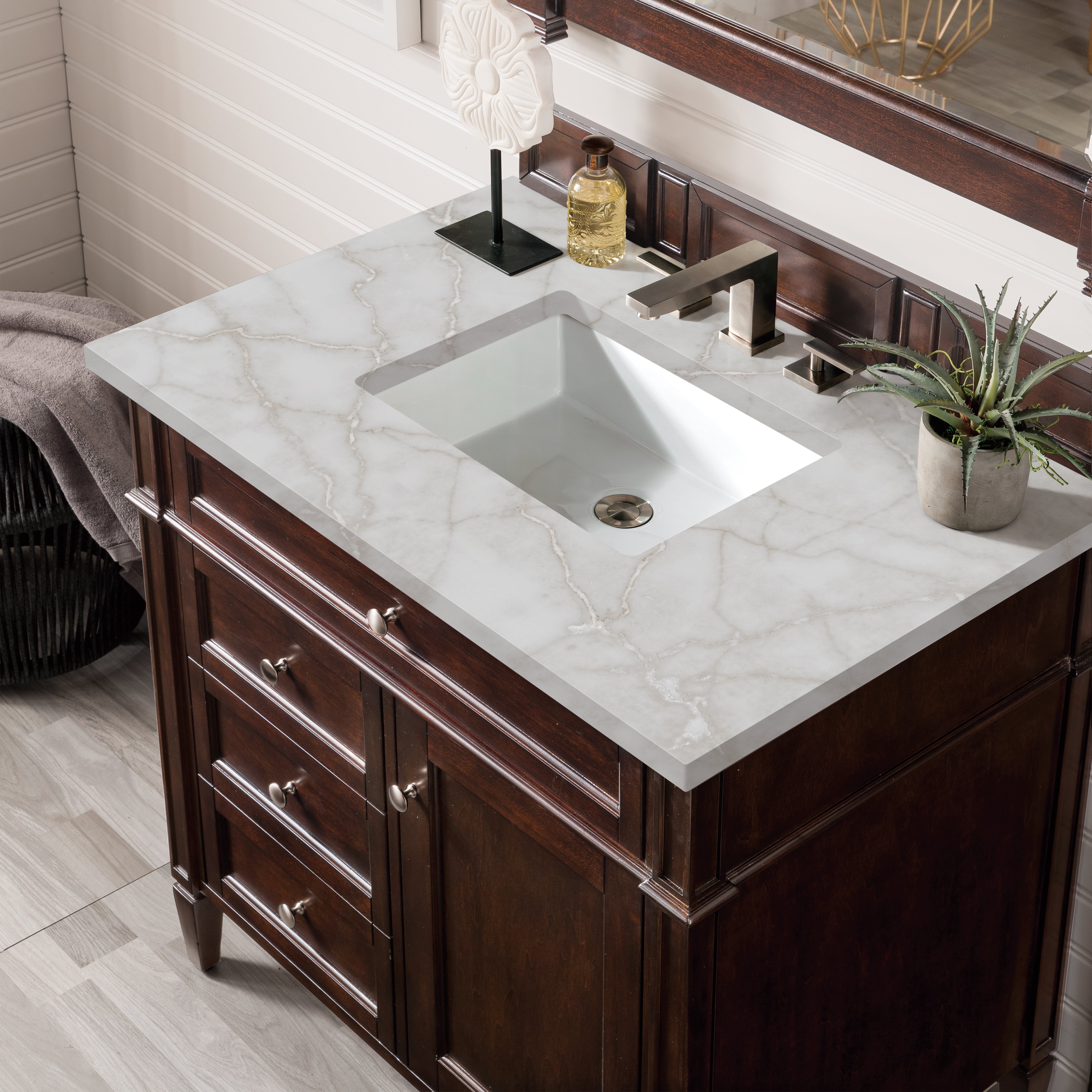 James Martin Brittany 36" Single Vanity in Burnished Mahogany with 3cm Countertop