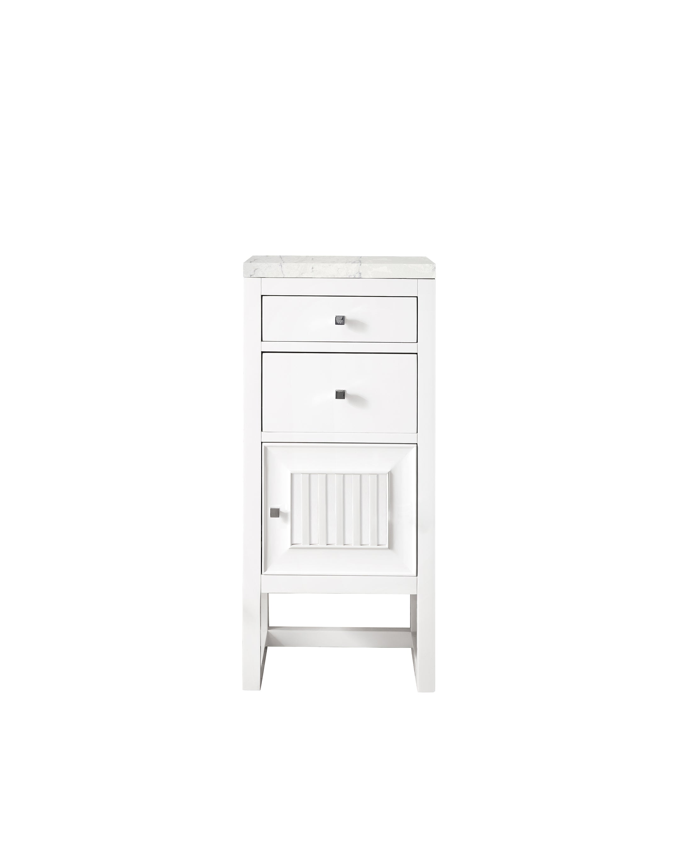James Martin Athens 15" Base Cabinet with Drawers and Right Door in Glossy White with 3cm Countertop