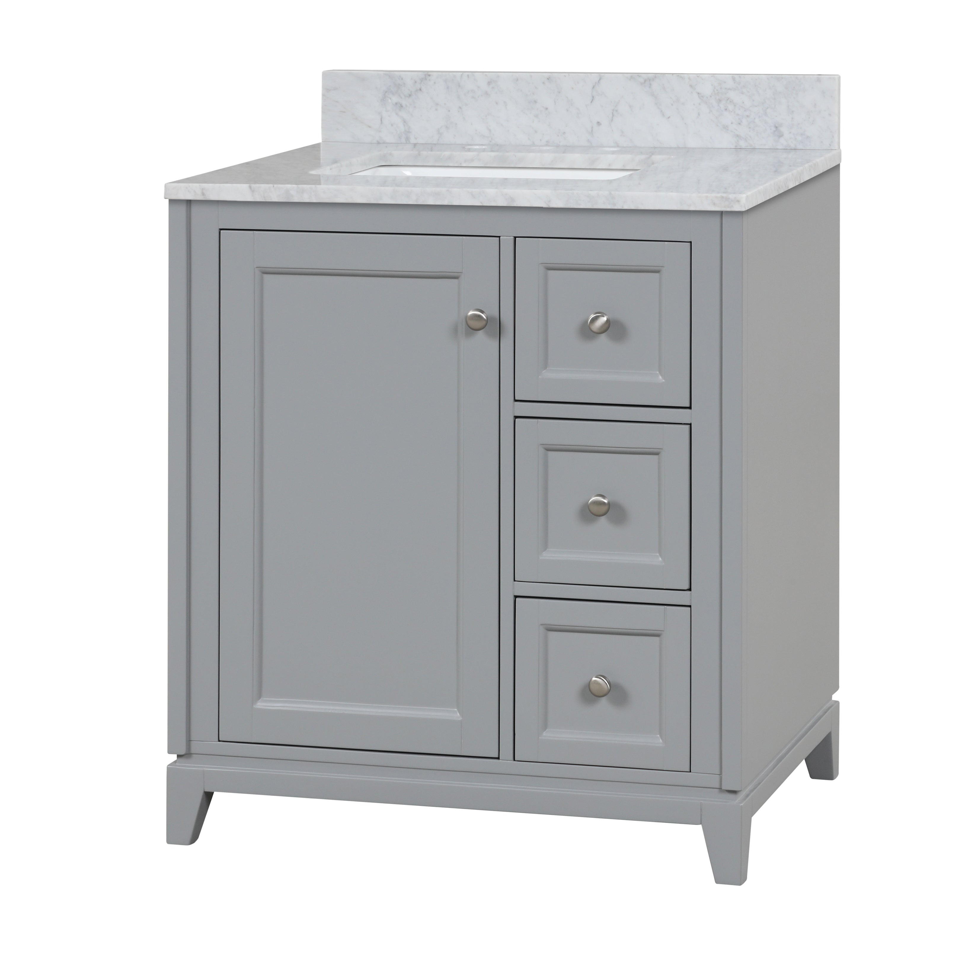 MAIDSTONE Placid 30 Inch Oak Vanity with Left Cabinet and Rectangular Undermount Sink