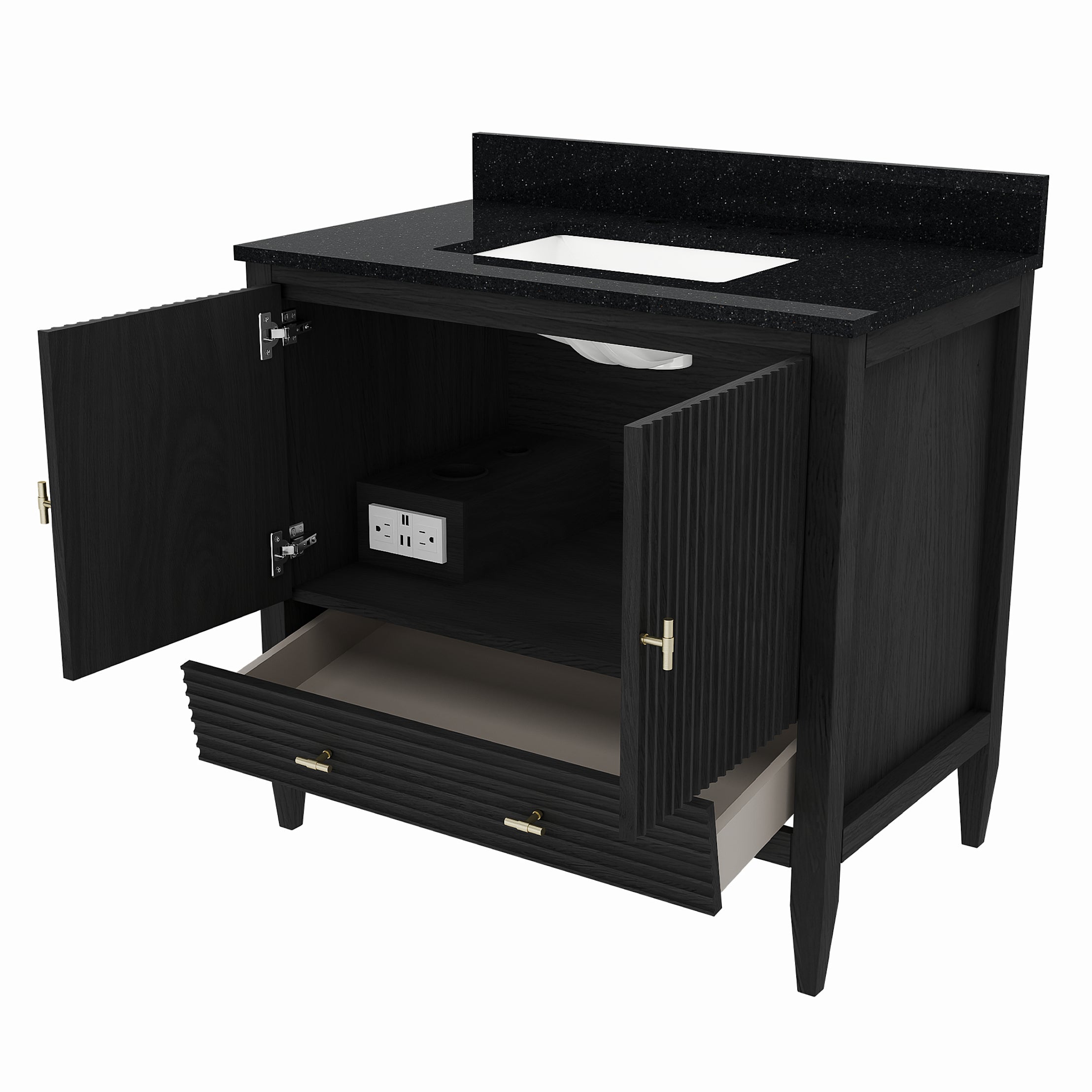 MAIDSTONE Valmont 36 Inch Fluted Vanity Base
