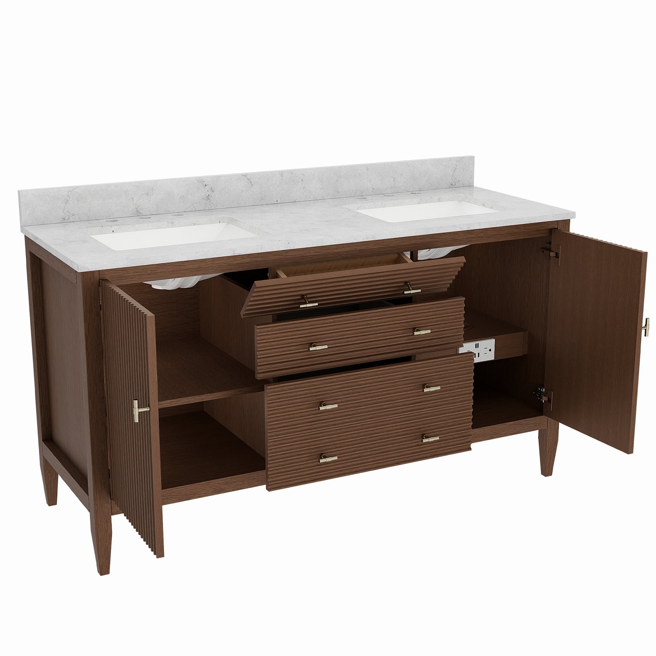 MAIDSTONE Valmont 60 Inch Fluted Vanity Base