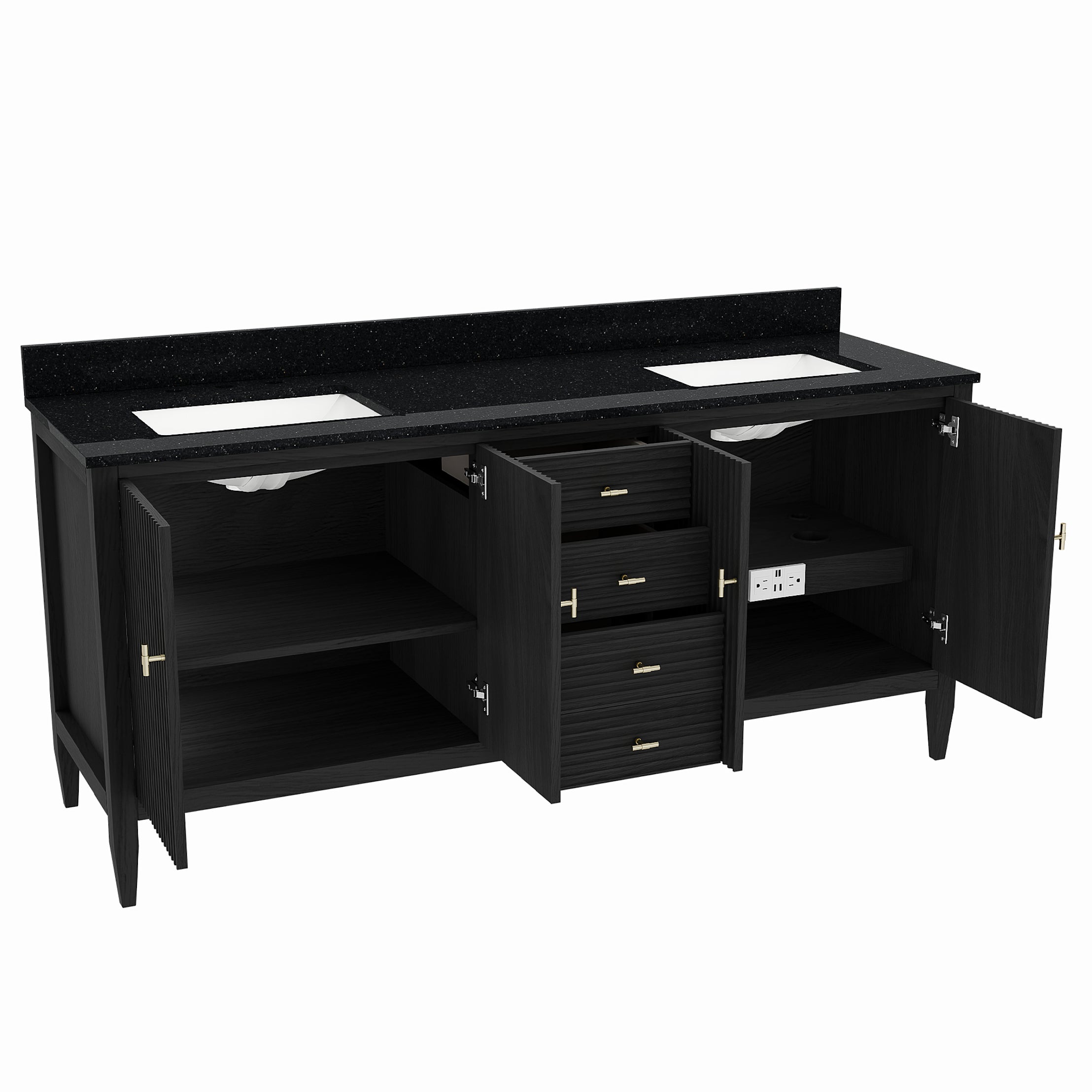 MAIDSTONE Valmont 72 Inch Fluted Vanity Base