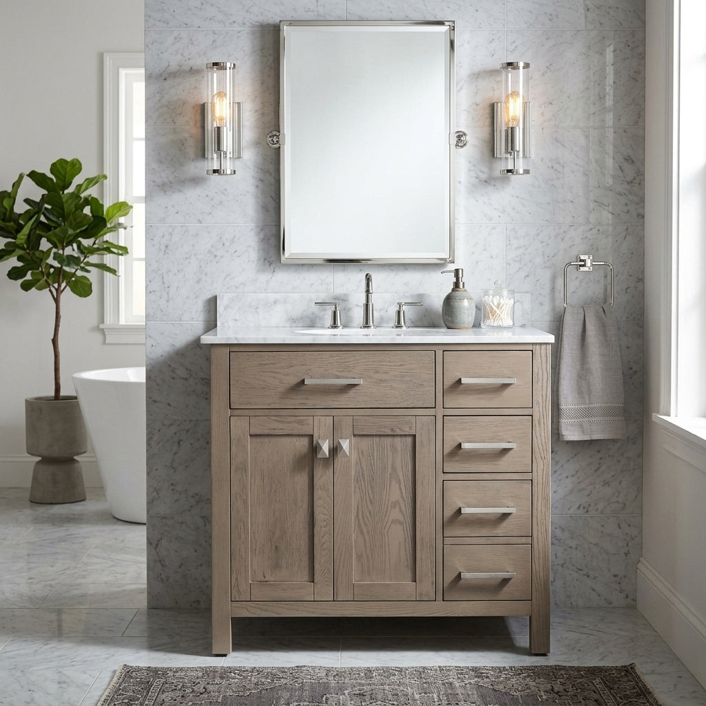MAIDSTONE Neeson 36 Inch Birch and Oak Vanity
