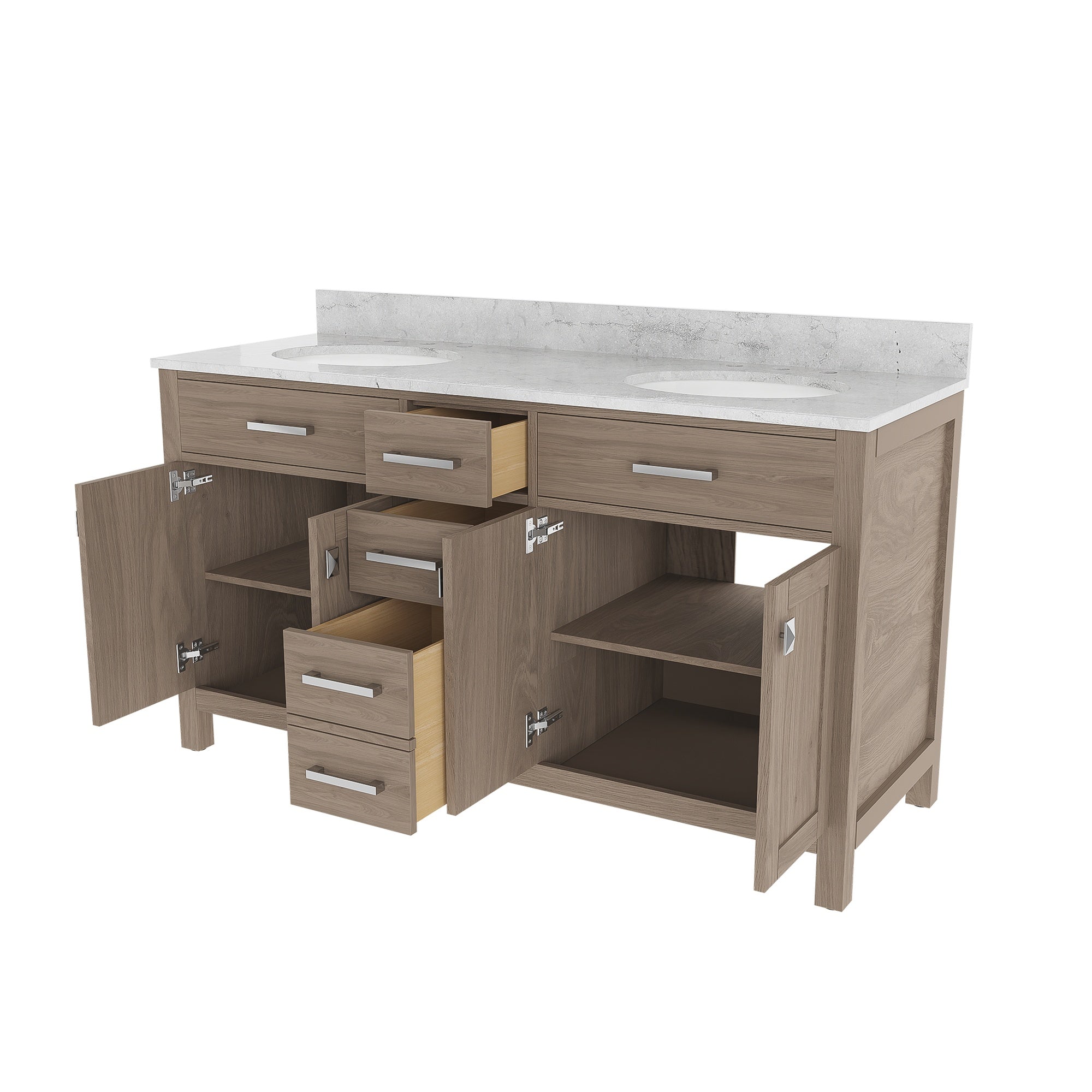 MAIDSTONE Neeson 60 Inch Oak and Birch Console Vanity