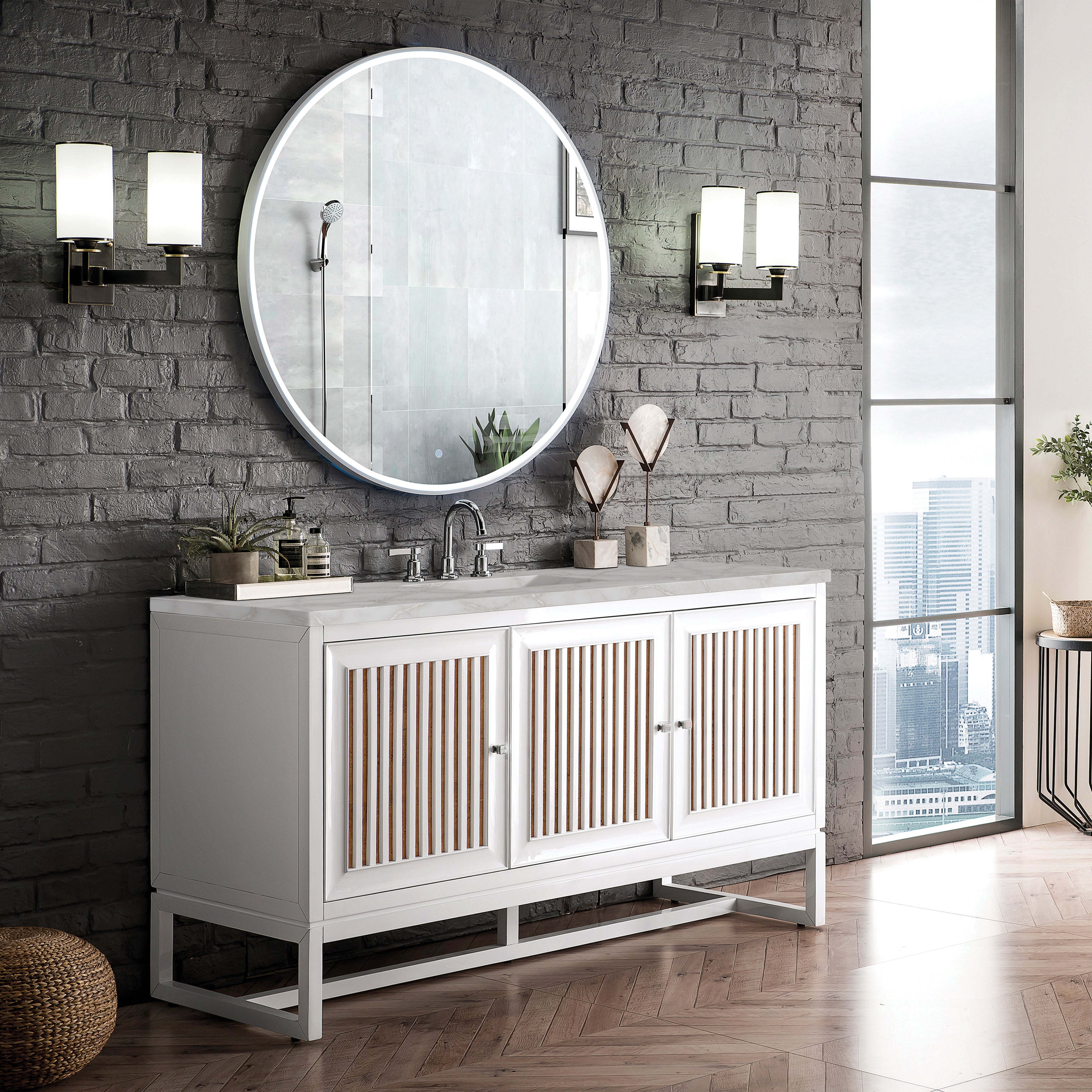 James Martin Athens 60" Single Vanity in Glossy White with 3cm Countertop