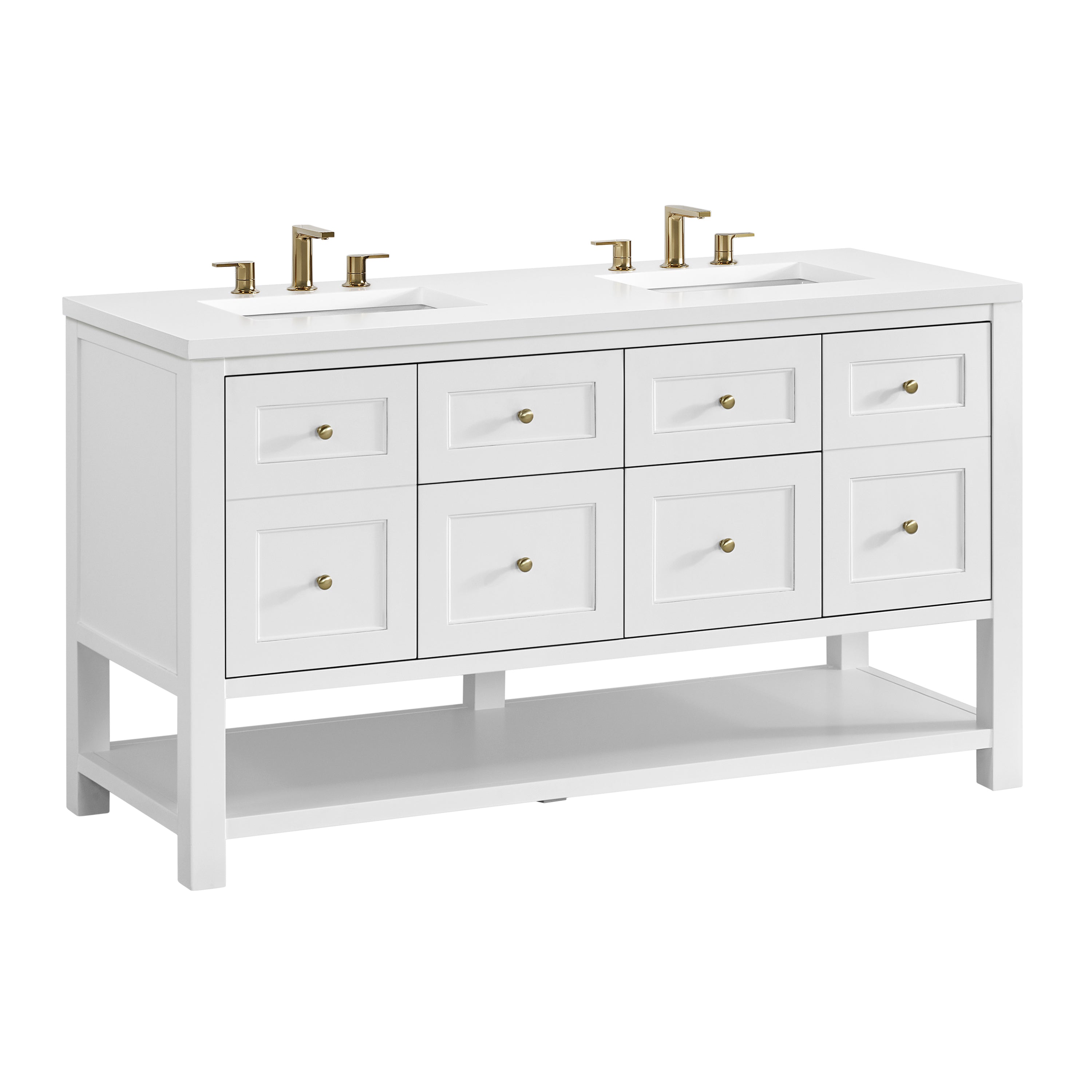 James Martin Breckenridge 60" Double Vanity in Bright White with 3cm Countertop