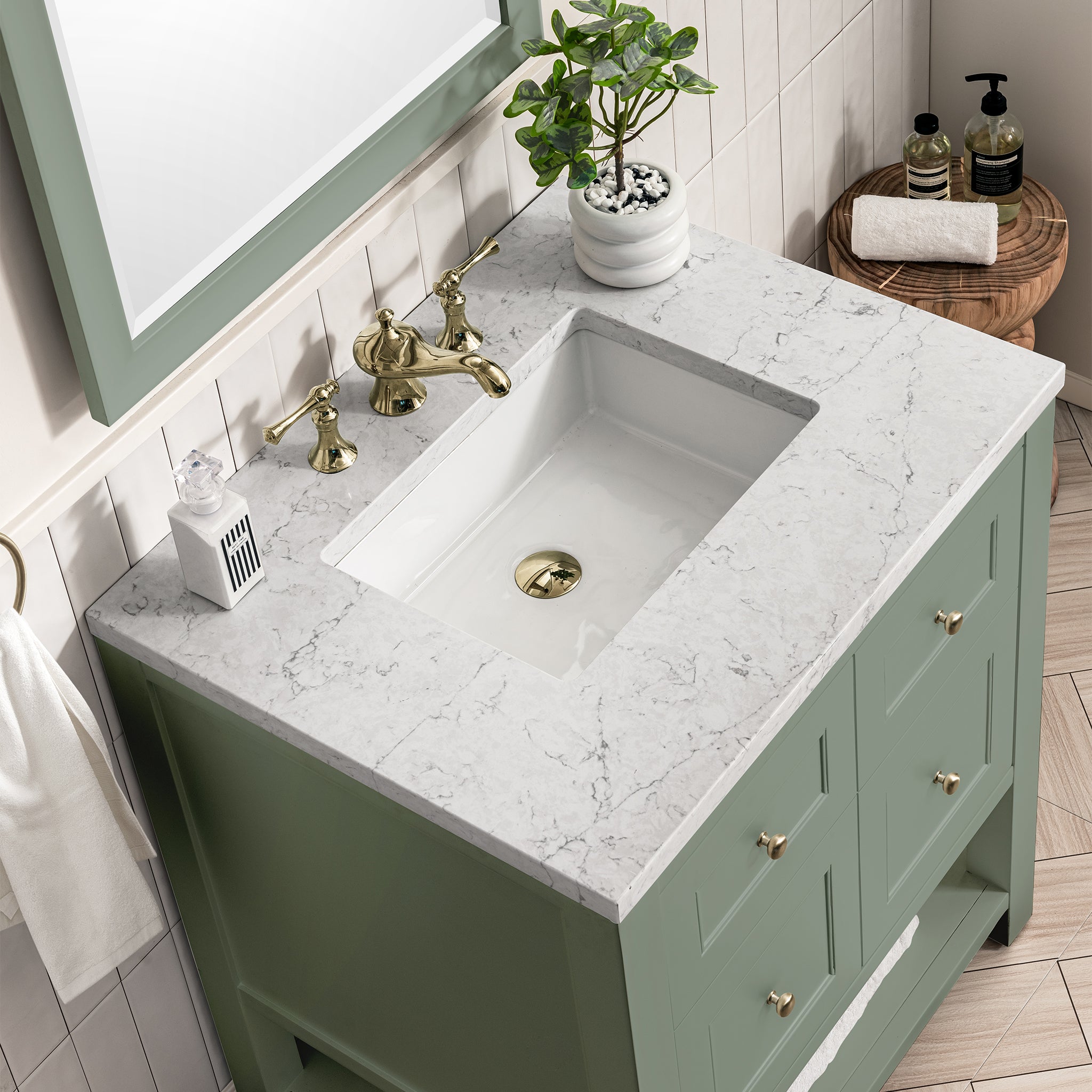 James Martin Breckenridge 30" Single Vanity in Smokey Celadon with 3cm Countertop