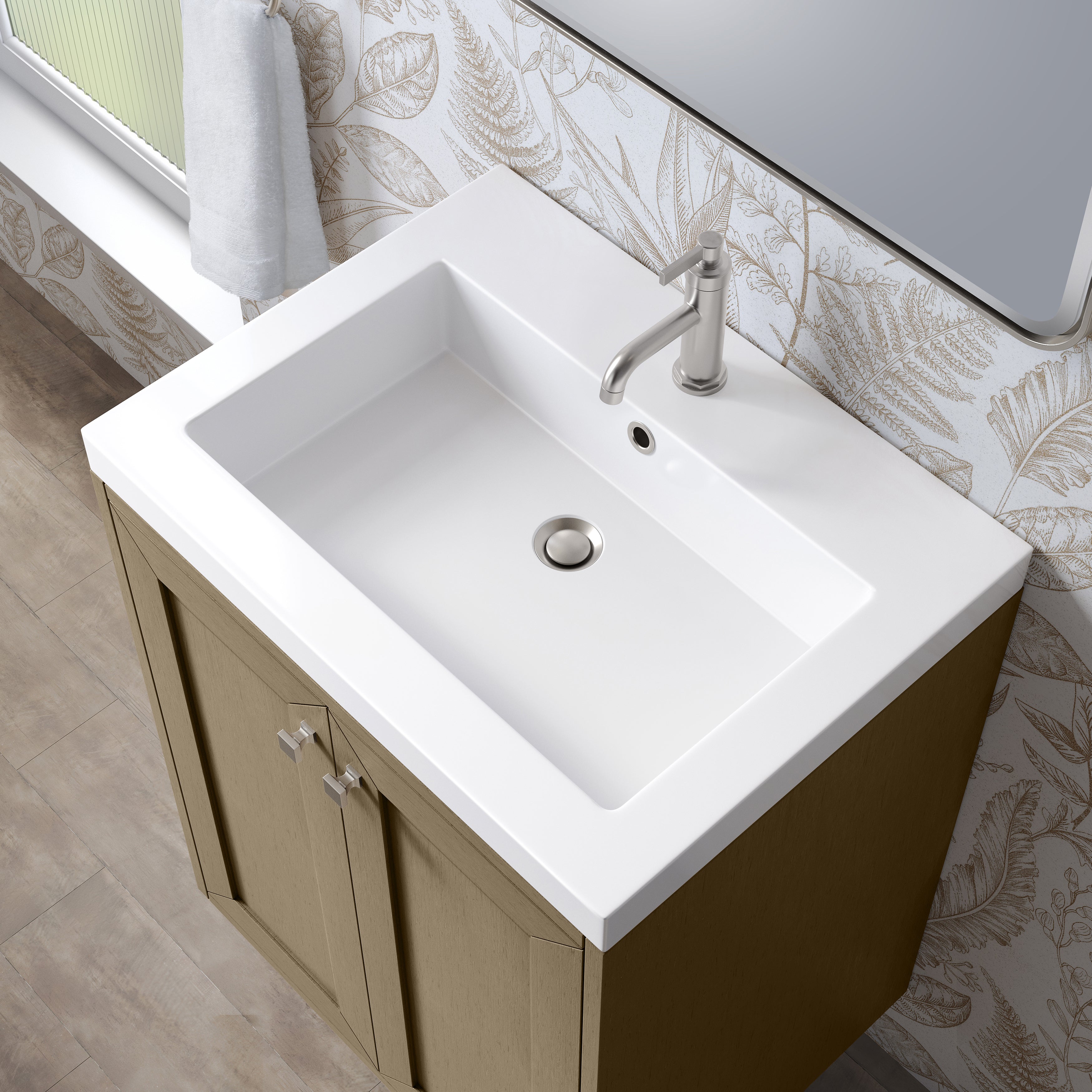 James Martin Chianti 24" Single Vanity in Glossy White with White Glossy Composite Stone Top