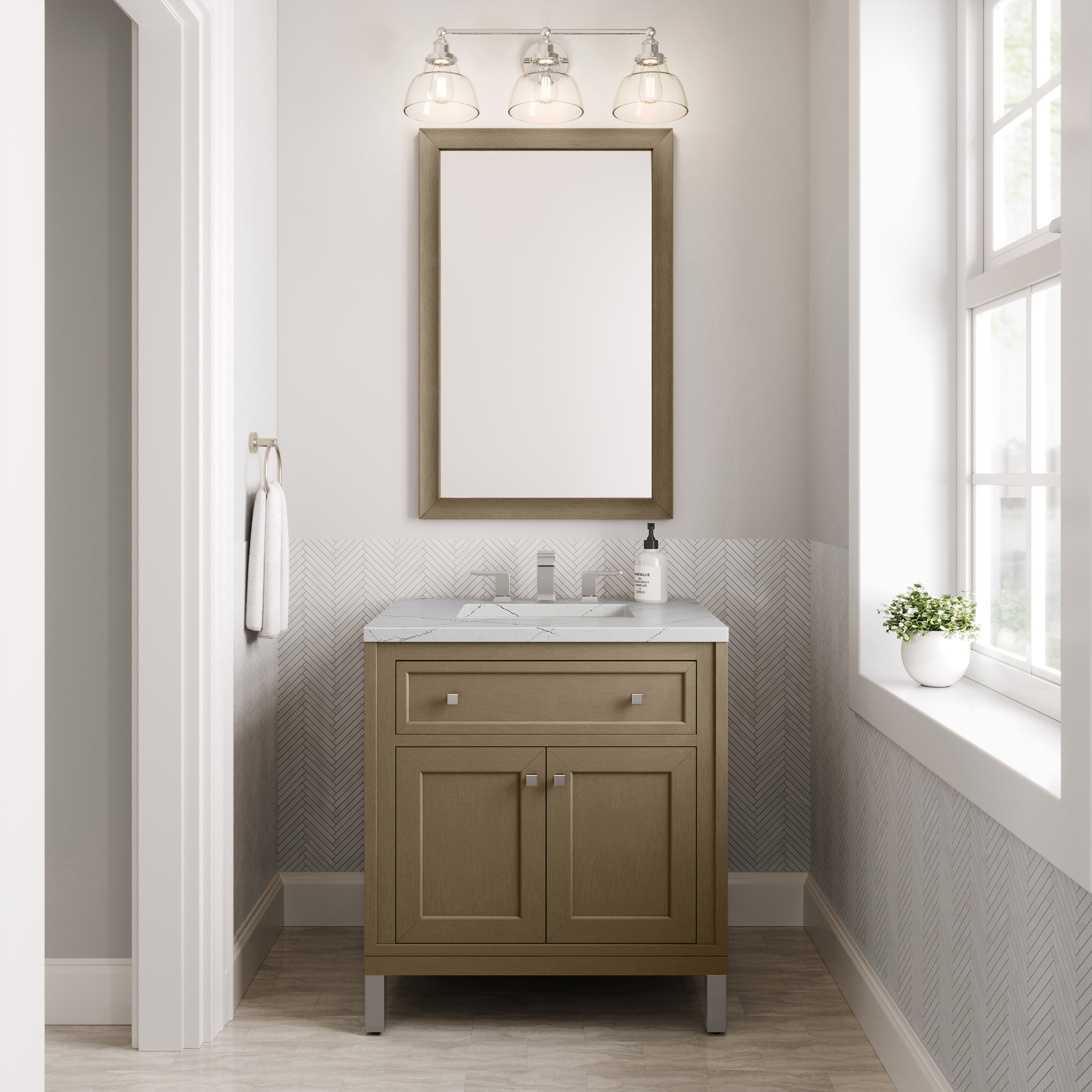 James Martin Chicago 30" Single Vanity in Walnut Whisper with 3cm Countertop