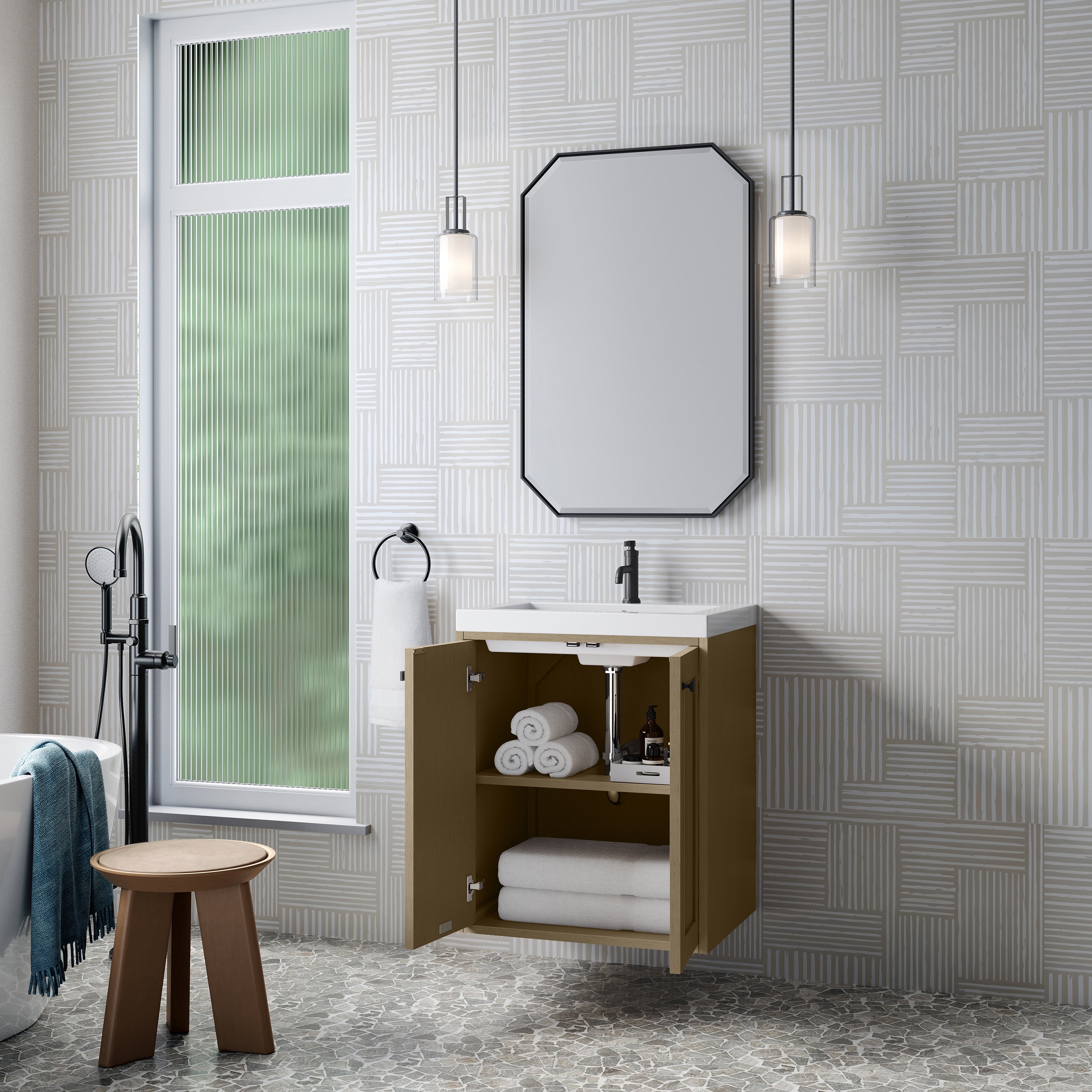James Martin Chianti 24" Single Vanity in Glossy White with White Glossy Composite Stone Top
