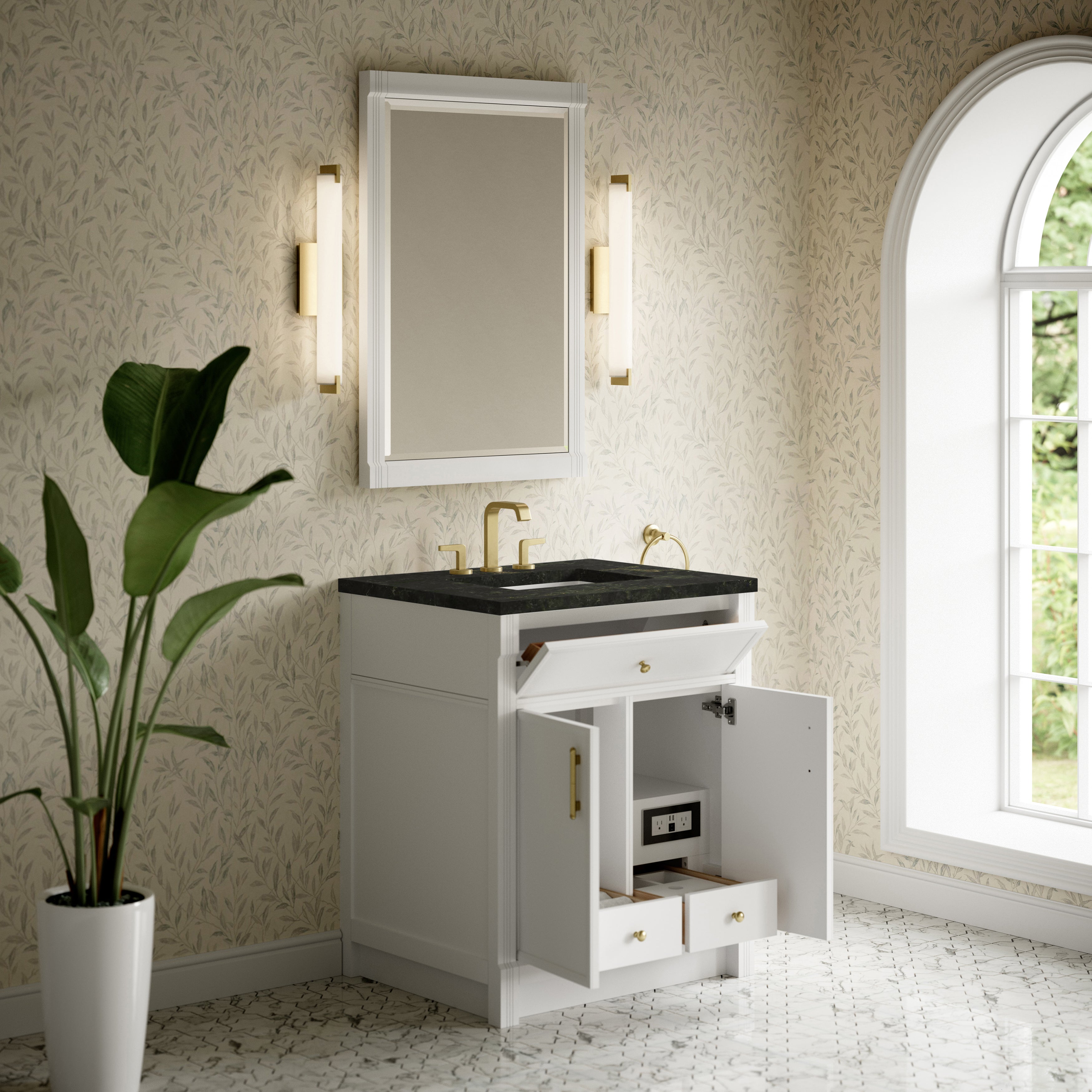 James Martin Bellshire 30" Single Vanity in Bright White with 3cm Countertop