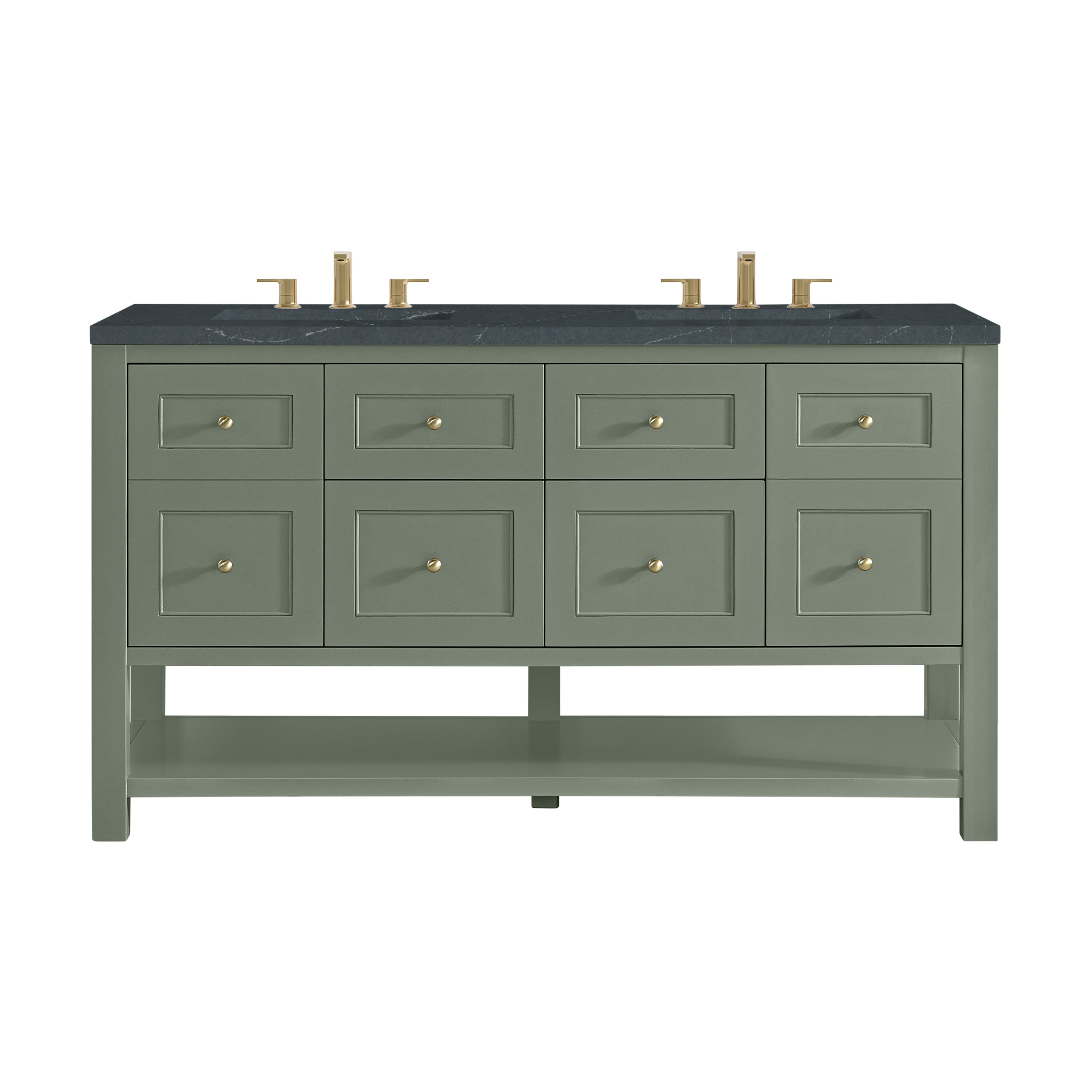 James Martin Breckenridge 60" Double Vanity in Smokey Celadon with 3cm Countertop
