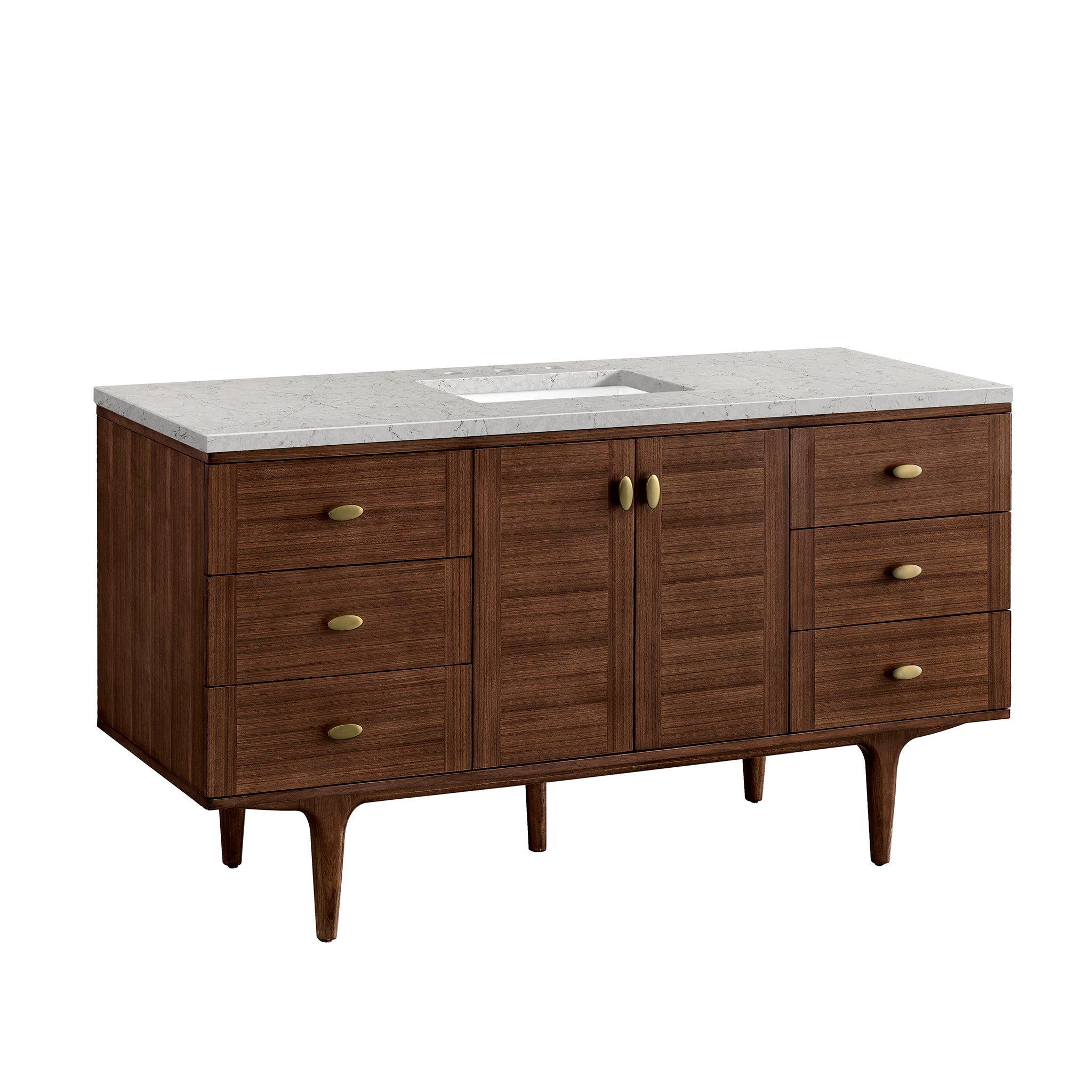 James Martin Amberly 60" Single Vanity in Mid-Century Walnut with 3cm Countertop