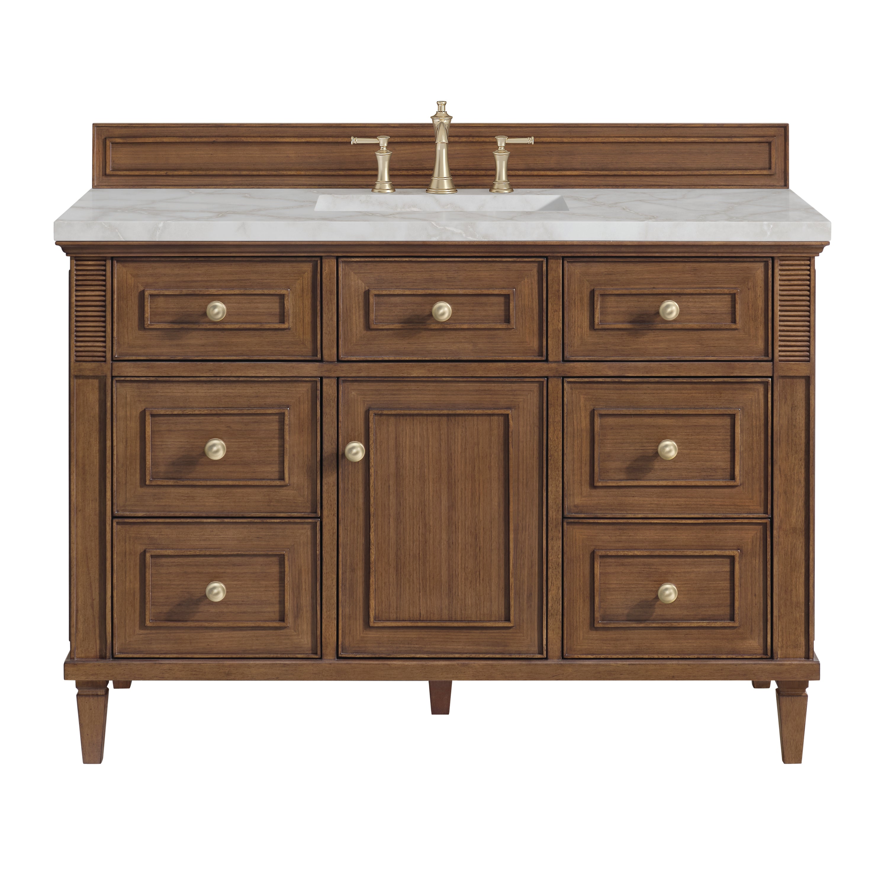James Martin Lorelai 48" Single Vanity in Mid-Century Walnut with 3cm Countertop and FreePower Wireless Charger